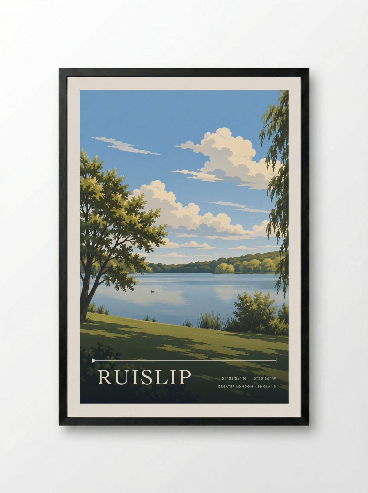 Ruislip, Greater London | Travel Poster - Framed Print Black