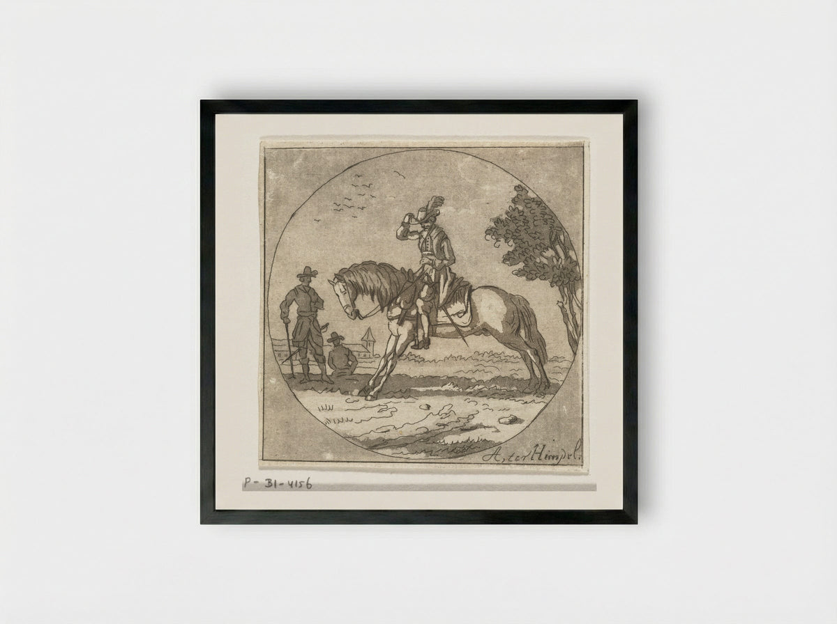 Ruiter in medaillon - Anthonie van den Bos - Framed Print Black