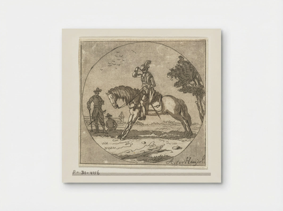 Ruiter in medaillon - Anthonie van den Bos - Poster