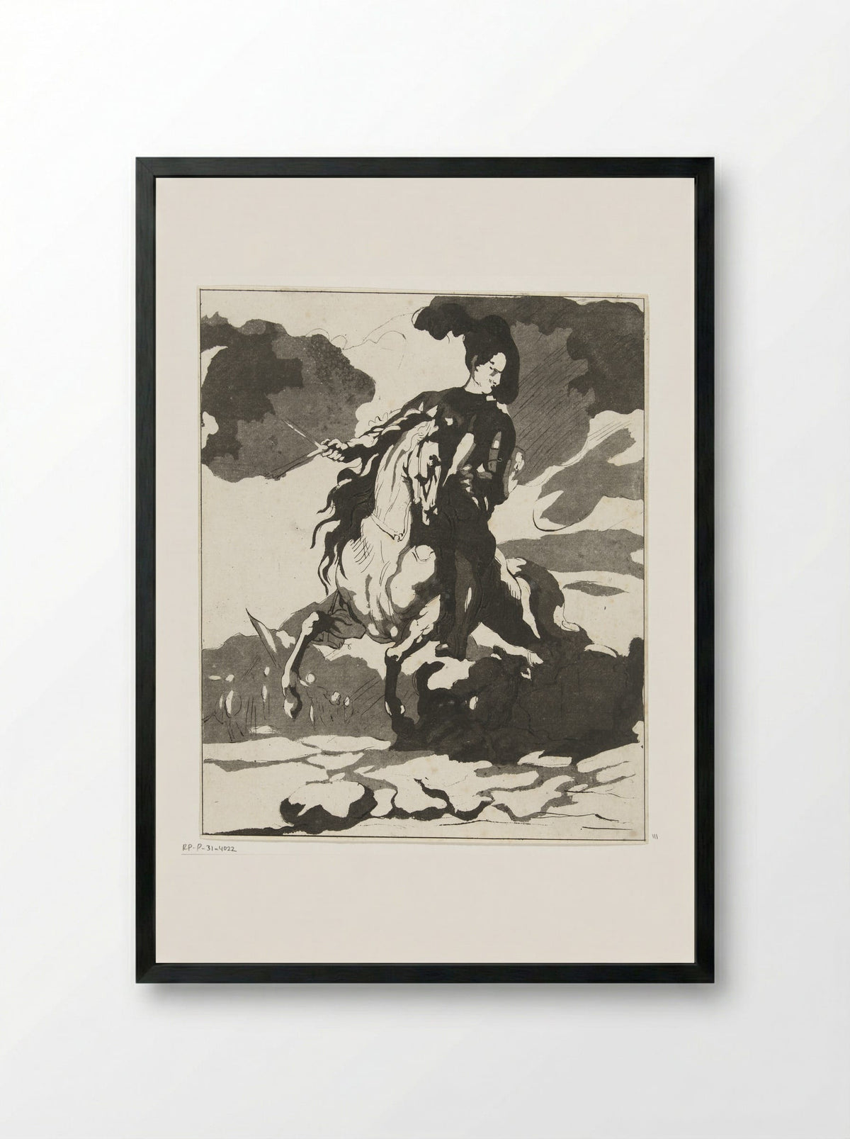 Ruiter met hond - Anthonie van den Bos - Framed Print Black