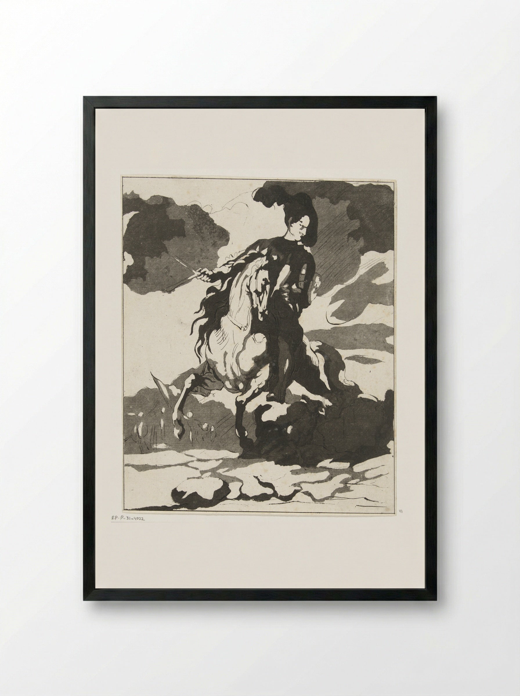 Ruiter met hond - Anthonie van den Bos - Framed Print Black
