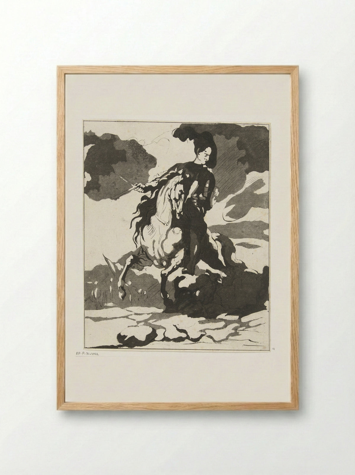 Ruiter met hond - Anthonie van den Bos - Framed Print Wood
