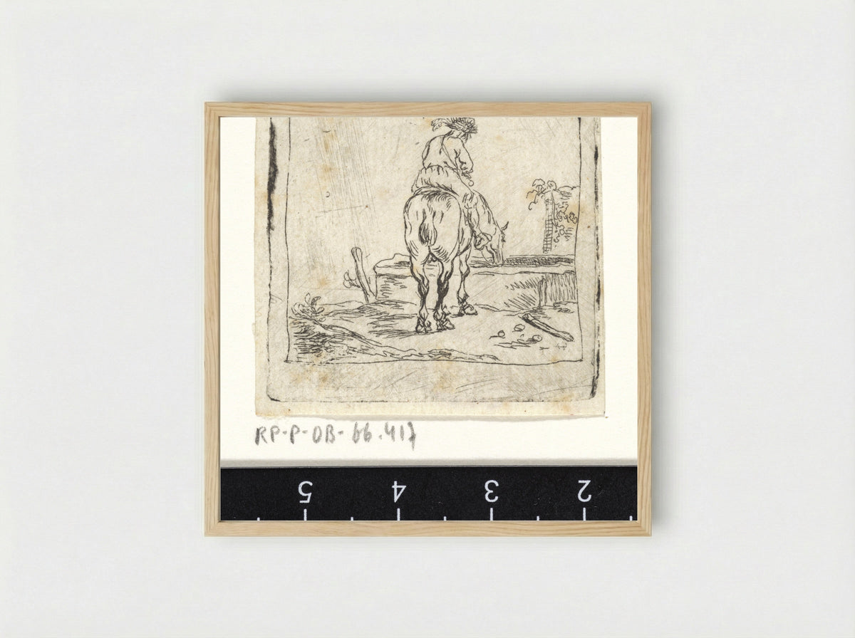 Ruiter op drinkend paard - Pieter Cornelisz. Verbeeck - Framed Print Wood
