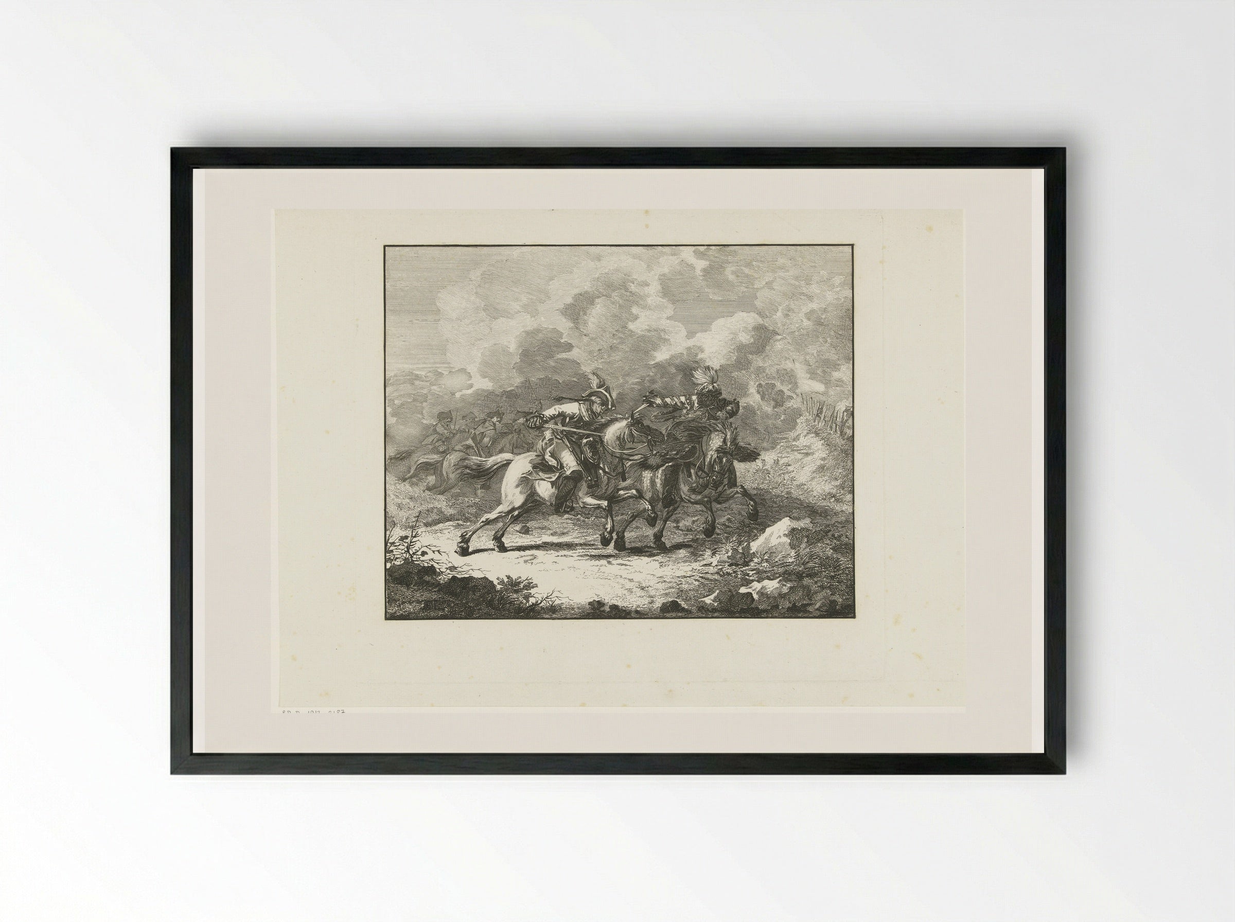 Ruitergevecht (Cavalry Skirmish) - Joannes Bemme - Framed Print Black