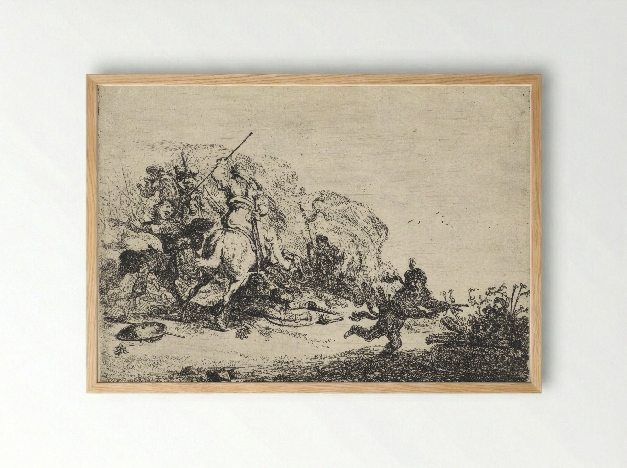 Ruitergevecht (Cavalry Skirmish) - Pieter Cornelisz. Verbeeck - Framed Print Wood