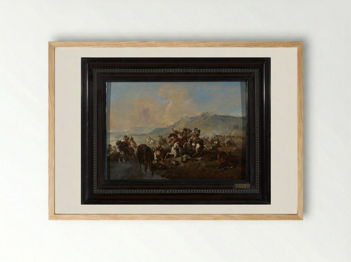 Ruitergevecht (Cavalry Skirmish) - Jacques Courtois - Framed Print Wood