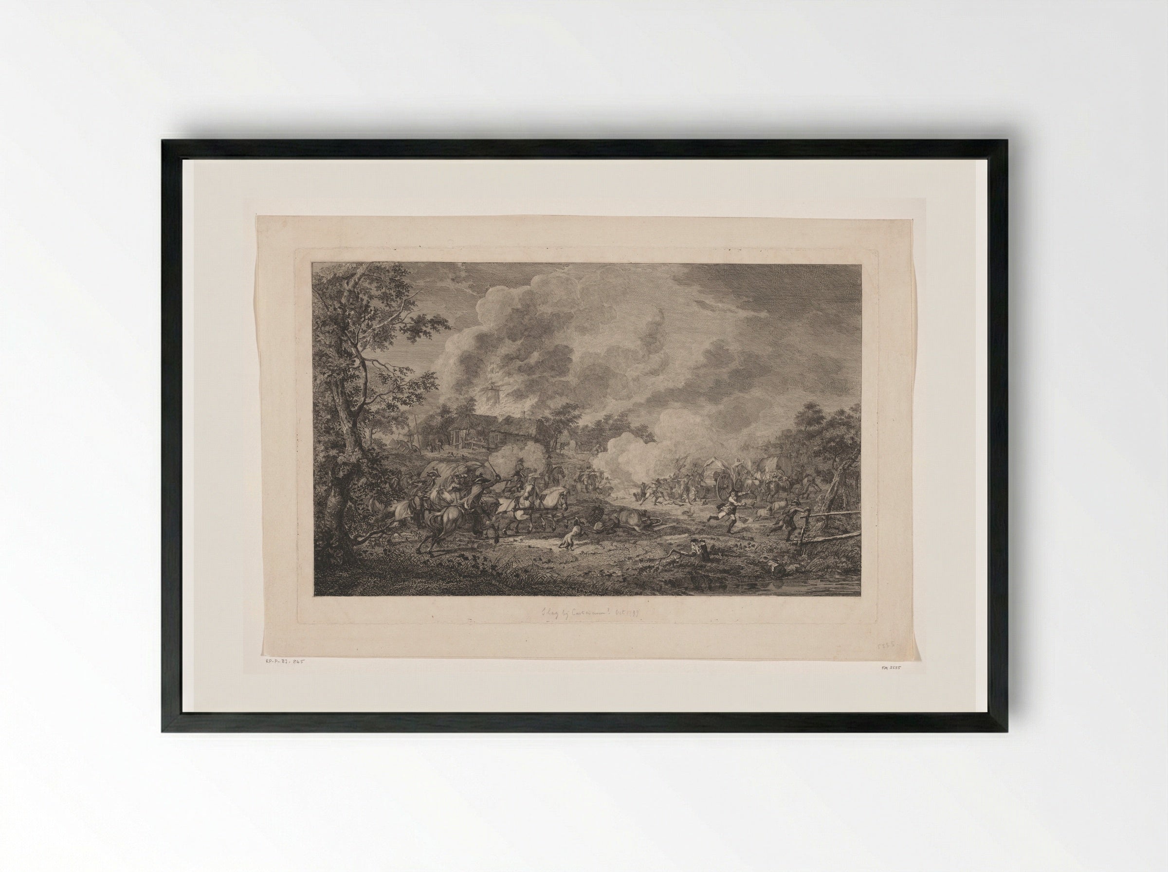 Ruitergevecht, de slag bij Castricum - Joannes Bemme - Framed Print Black