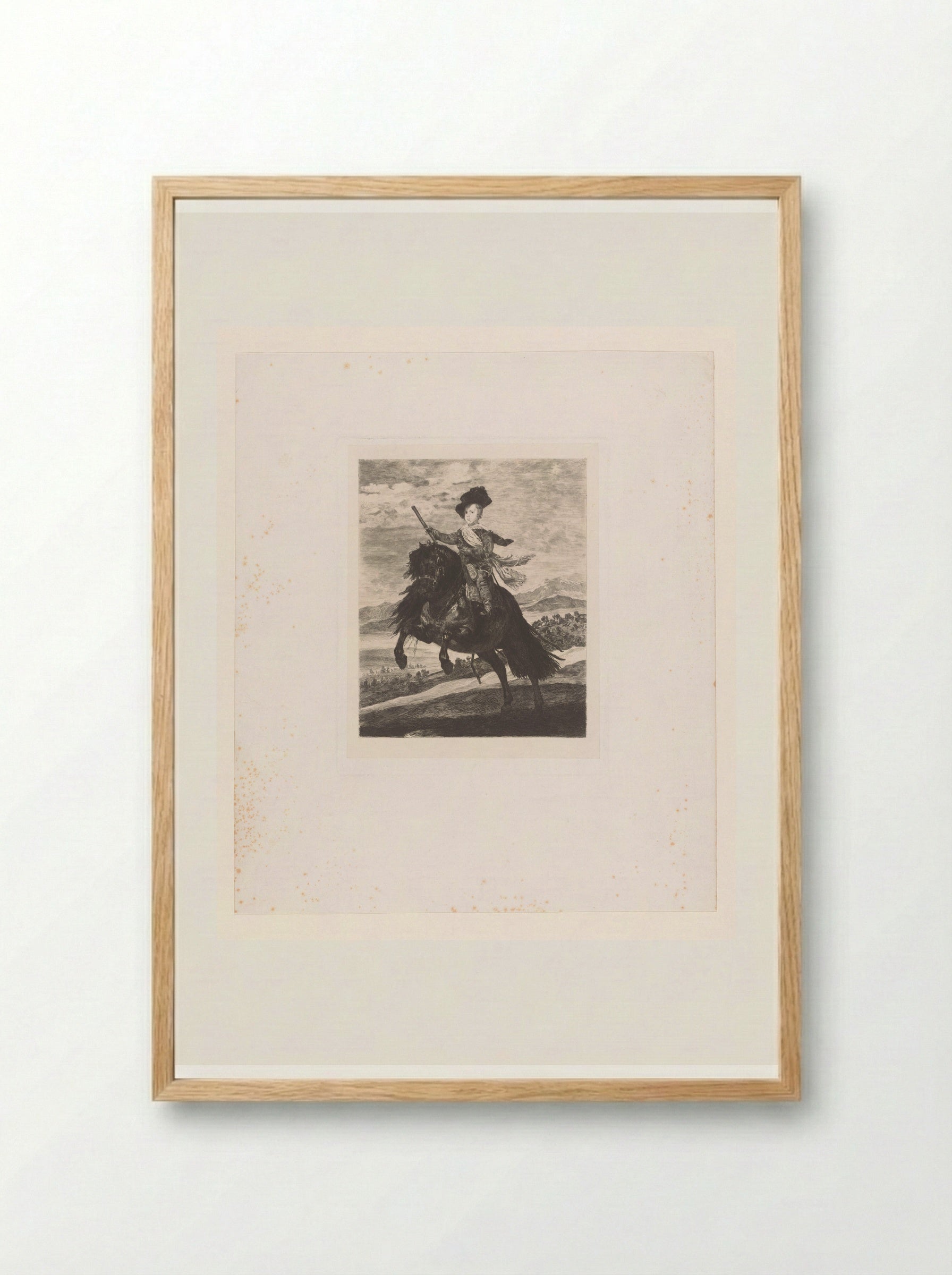 Ruiterportret van Prins Balthasar Karel van Spanje - Léopold Flameng - Framed Print Wood