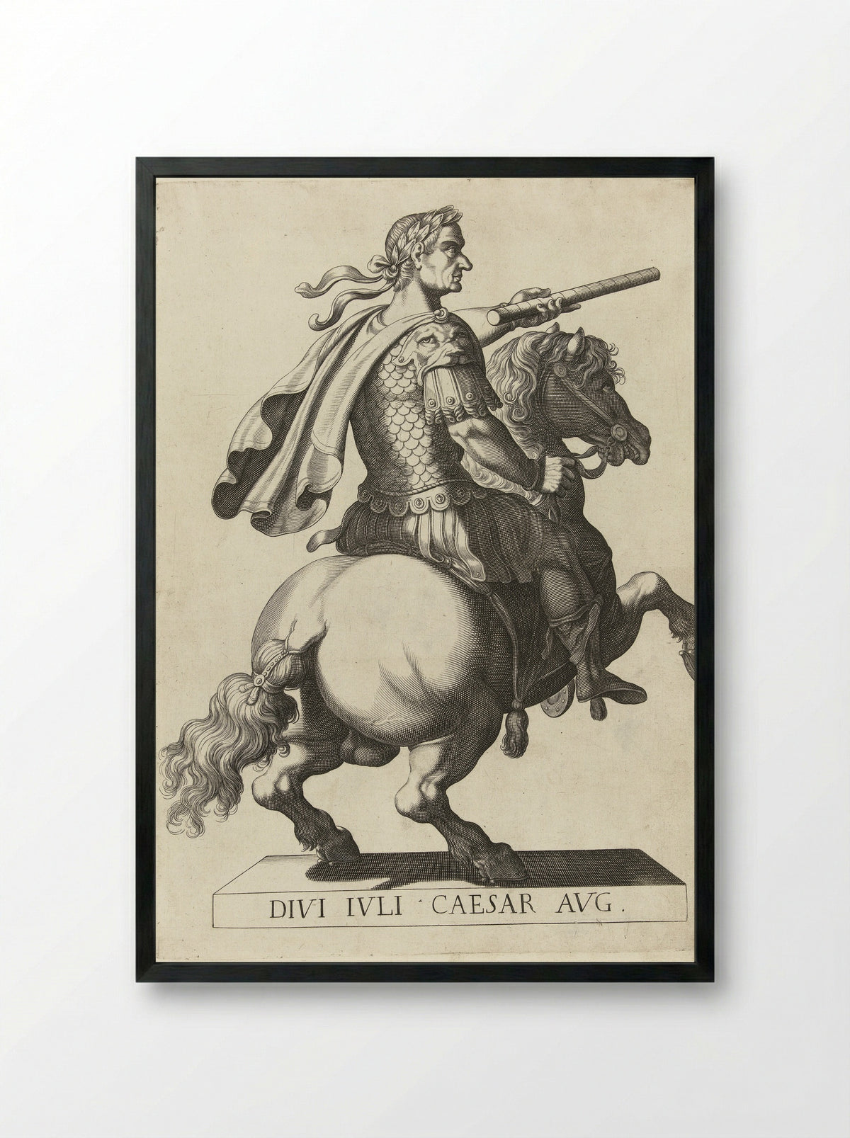 Ruiterportret van keizer Julius Caesar - Laurens Eillarts - Framed Print Black