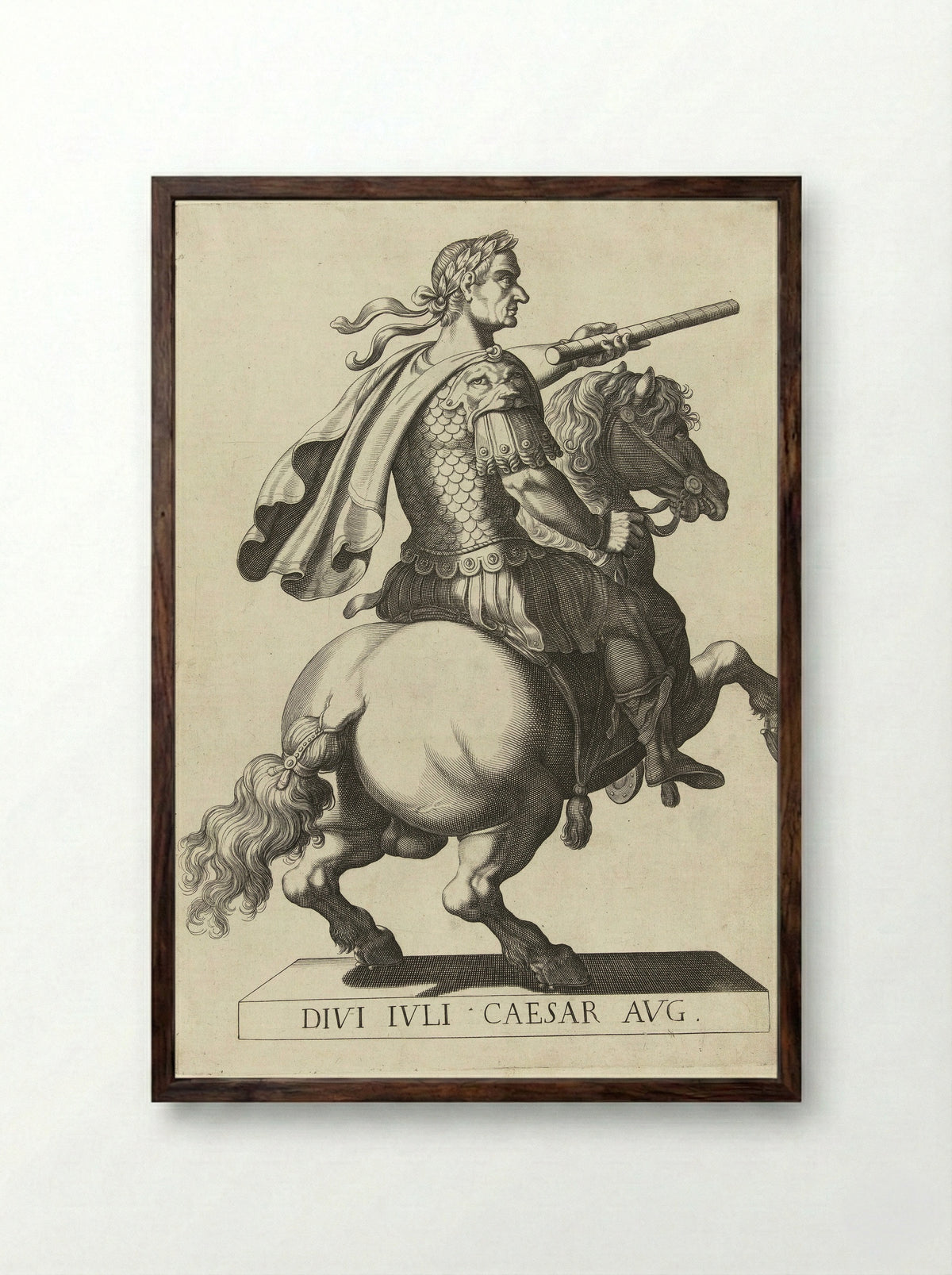 Ruiterportret van keizer Julius Caesar - Laurens Eillarts - Framed Print Dark Wood