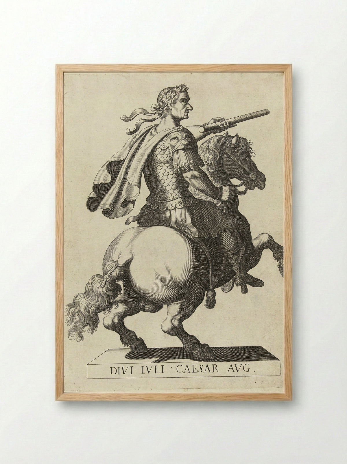 Ruiterportret van keizer Julius Caesar - Laurens Eillarts - Framed Print Wood