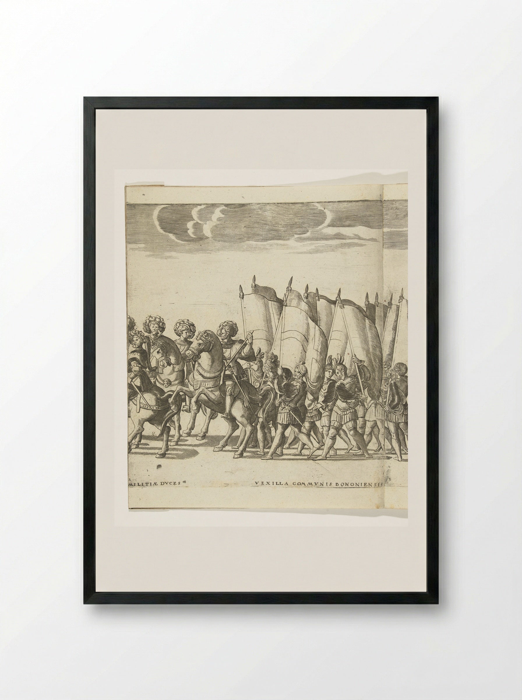 Ruiters en vaandeldragers, plaat 2 - Nicolaas Hogenberg - Framed Print Black