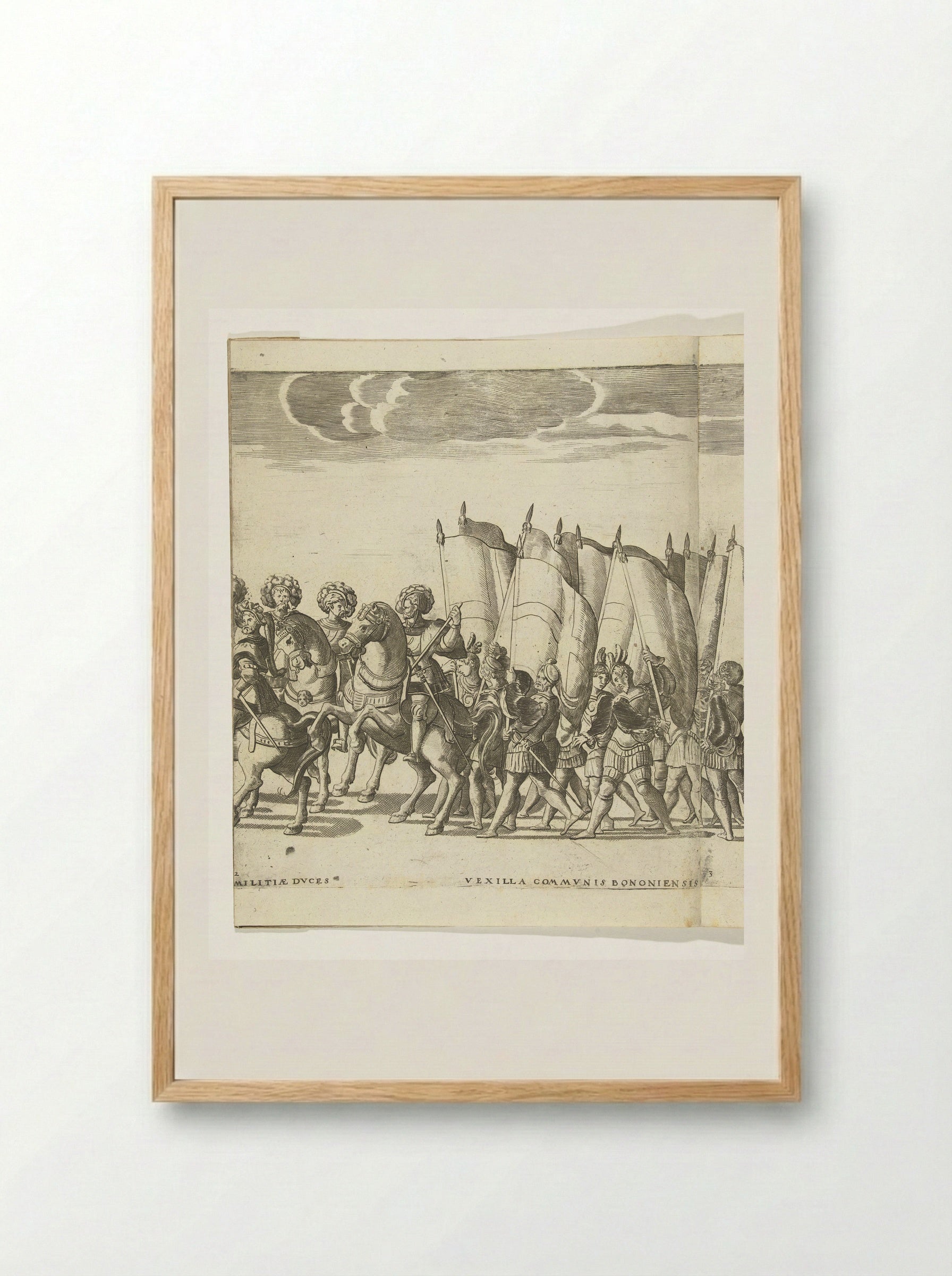 Ruiters en vaandeldragers, plaat 2 - Nicolaas Hogenberg - Framed Print Wood