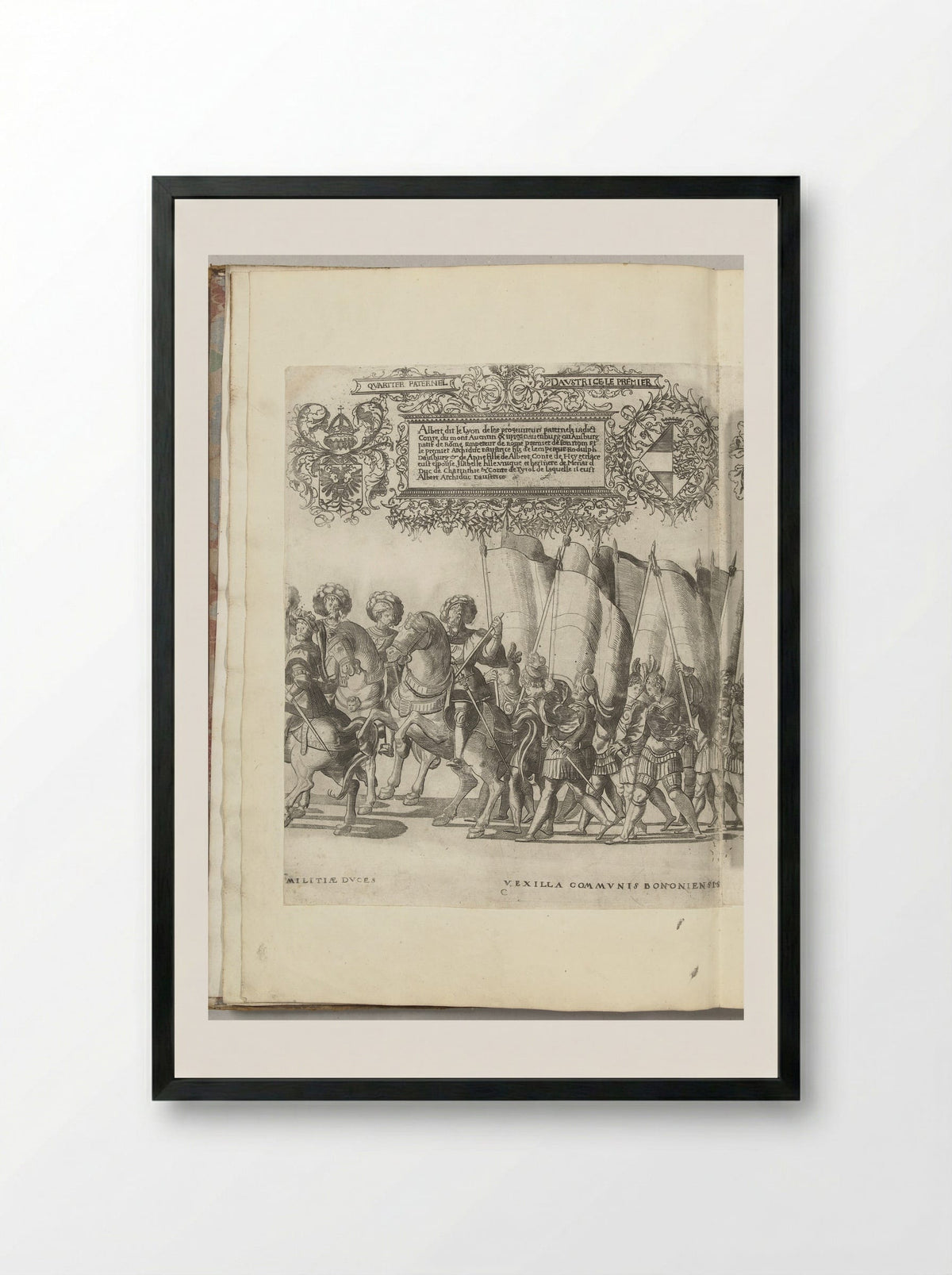 Ruiters en vaandeldragers, plaat C - Nicolaas Hogenberg - Framed Print Black