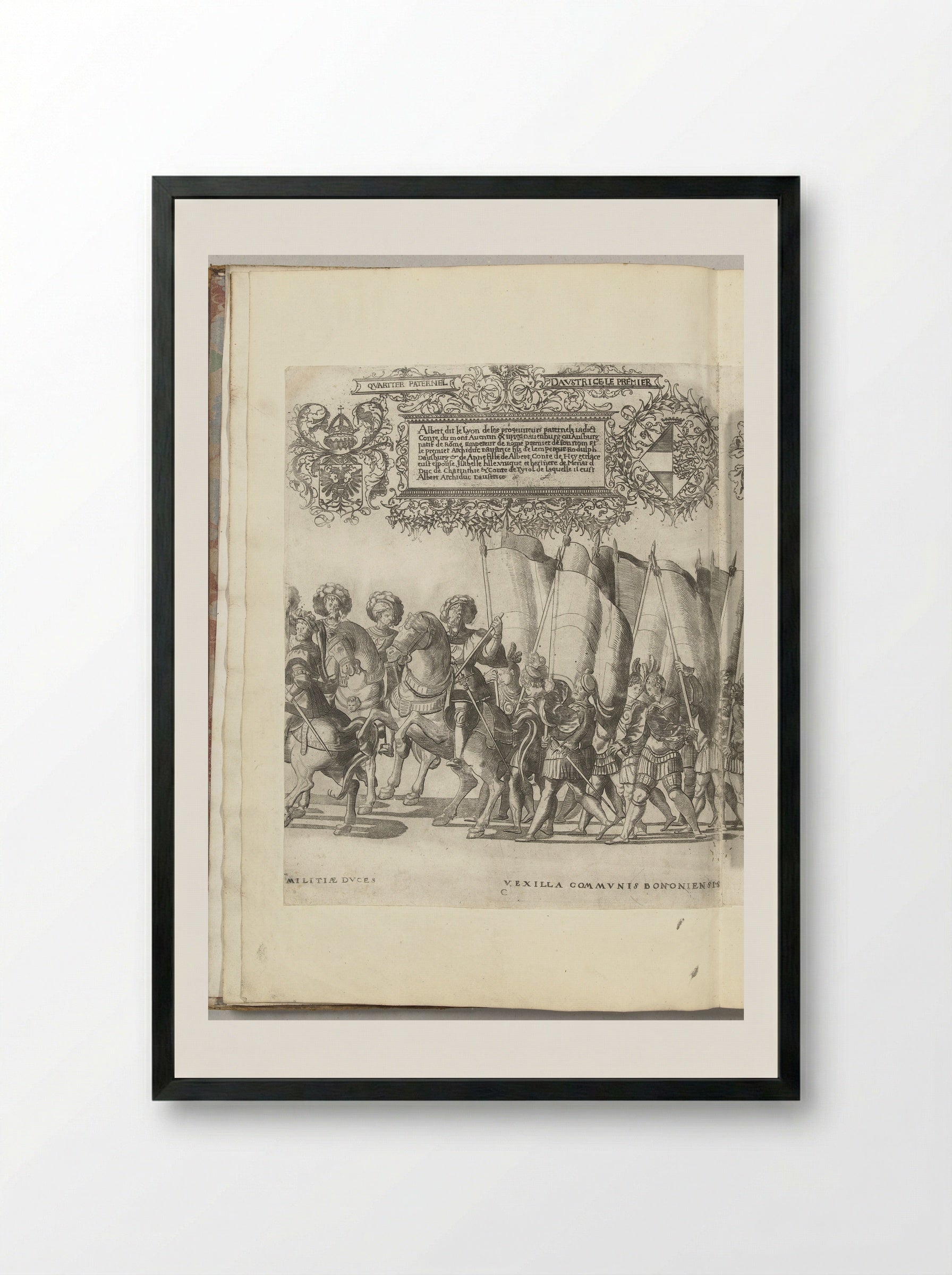 Ruiters en vaandeldragers, plaat C - Nicolaas Hogenberg - Framed Print Black