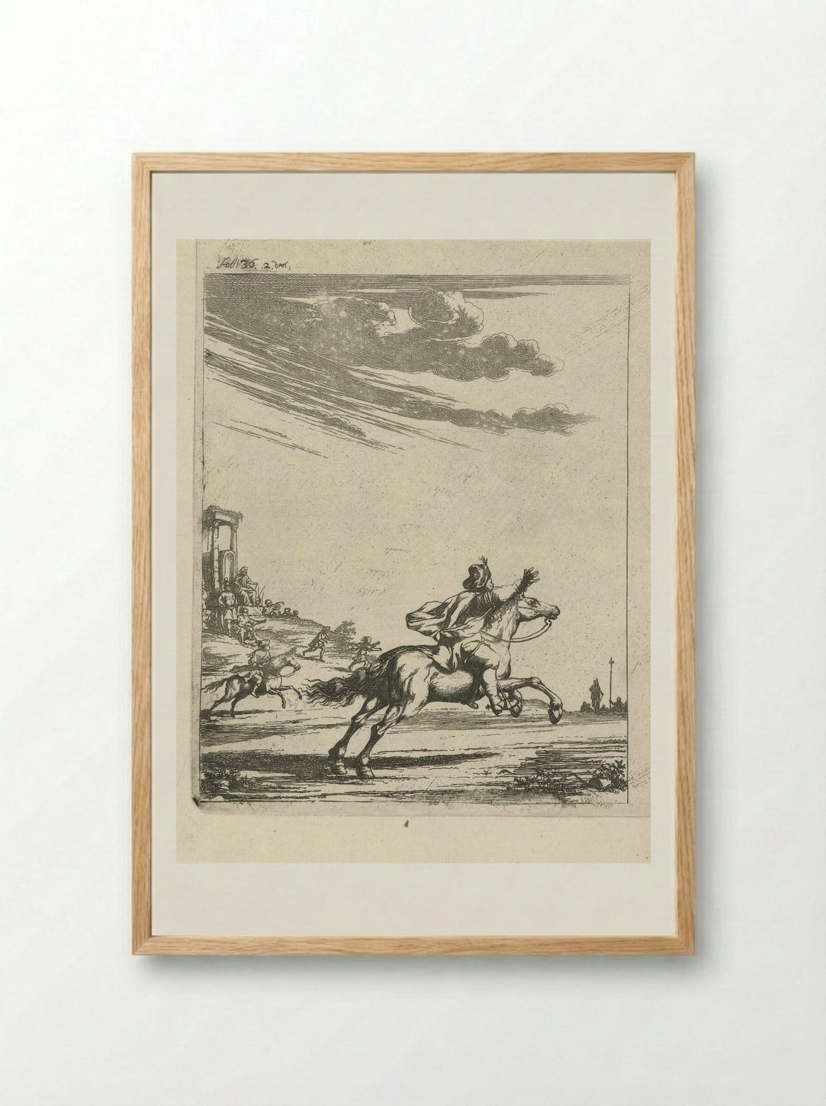 Ruiters in een landschap - Arnold Houbraken - Framed Print Wood