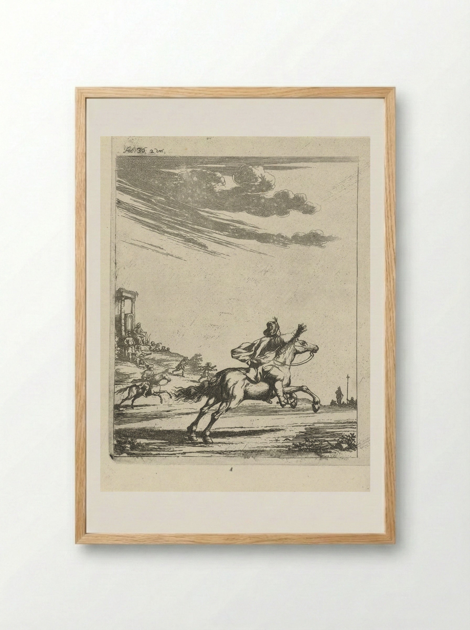 Ruiters in een landschap - Arnold Houbraken - Framed Print Wood