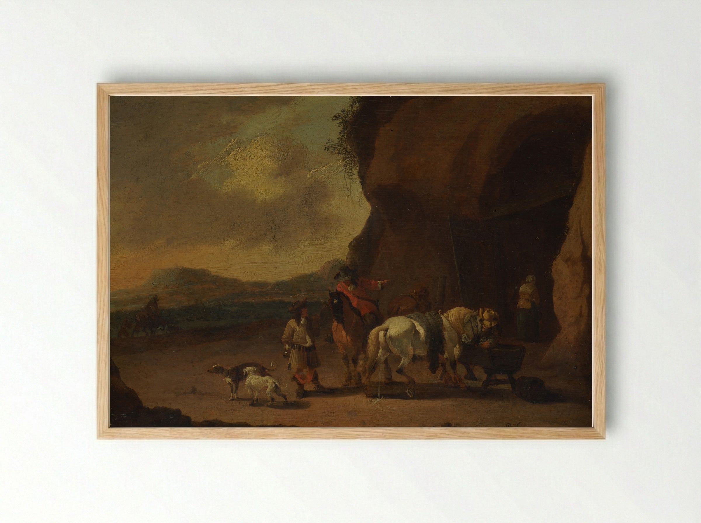 Ruiters pauzerend bij een bergpas - Pieter Bout - Framed Print Wood