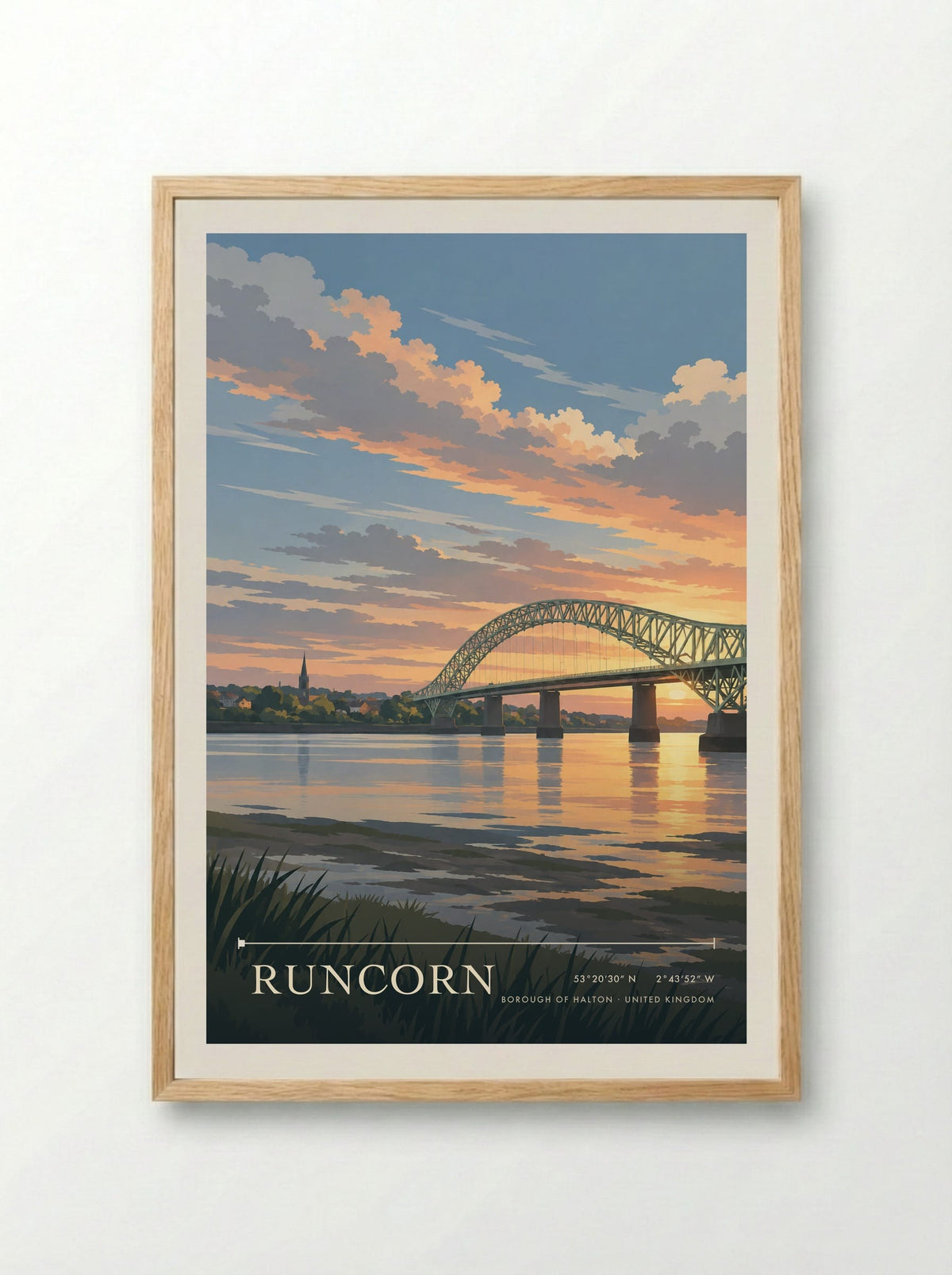 Runcorn, Borough of Halton | Travel Poster - Framed Print Wood