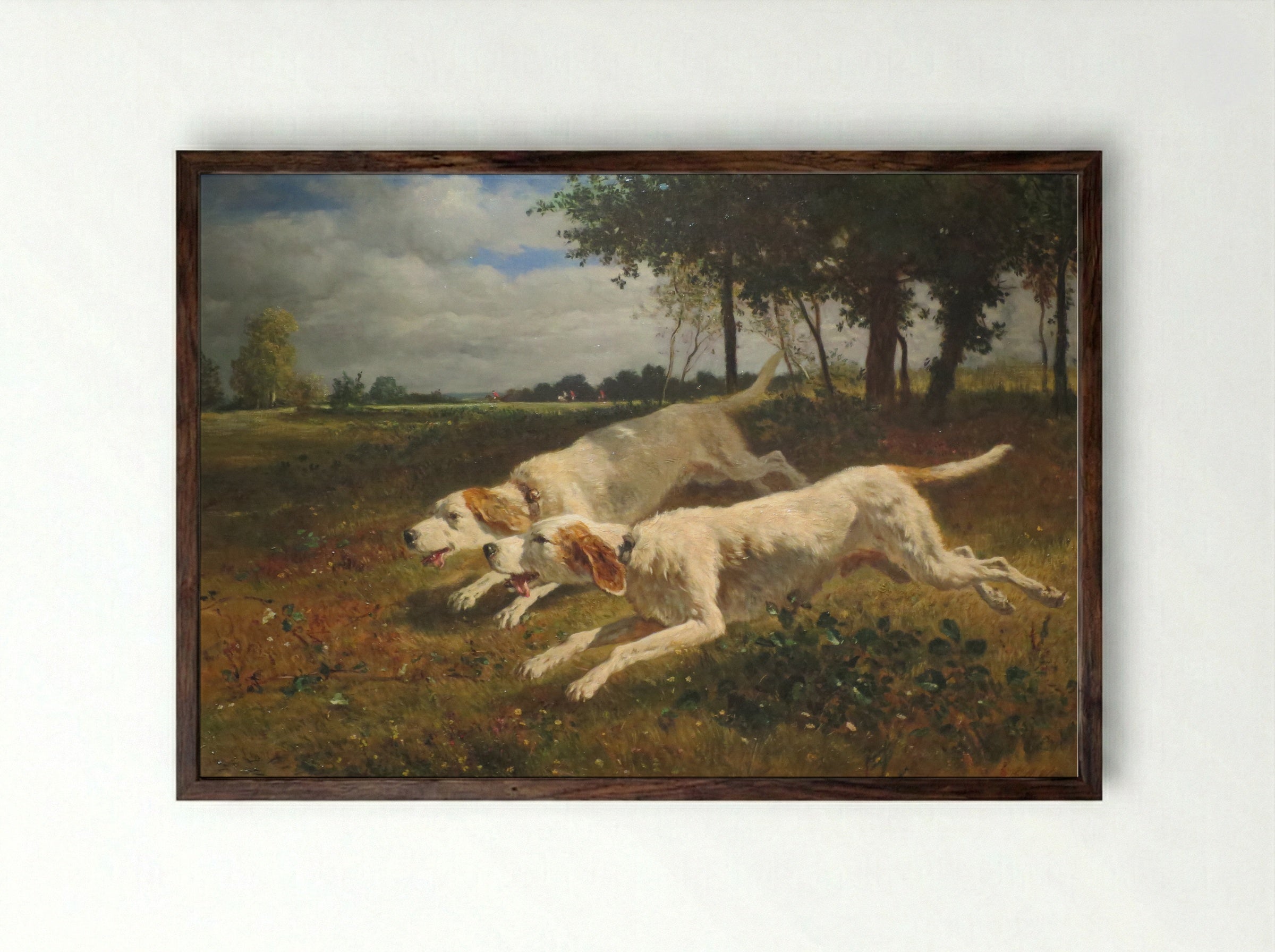 Running Dogs - Constant Troyon - Framed Print Dark Wood