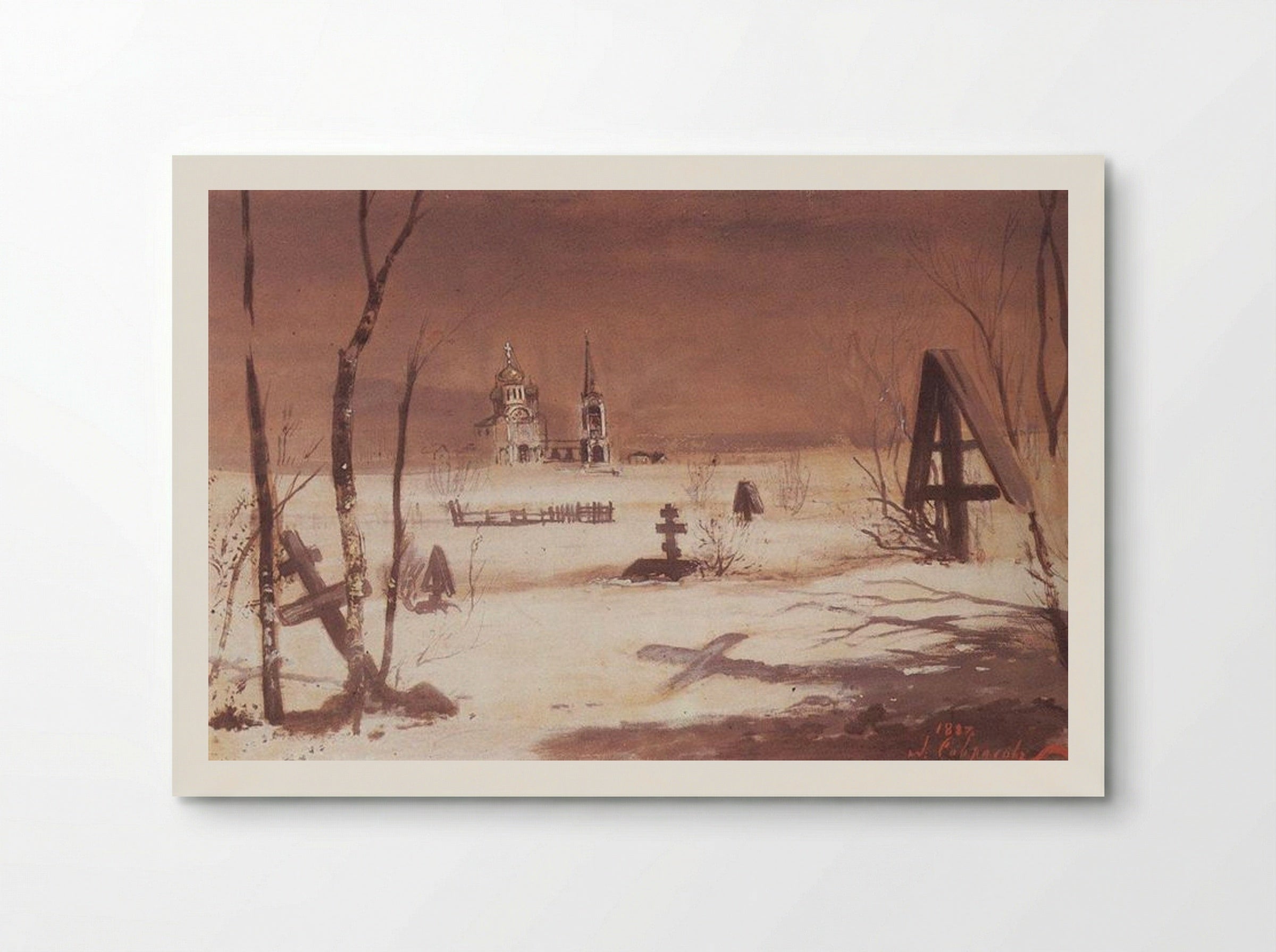 Rural Cemetery in the Moonlight - Aleksey Savrasov - Poster