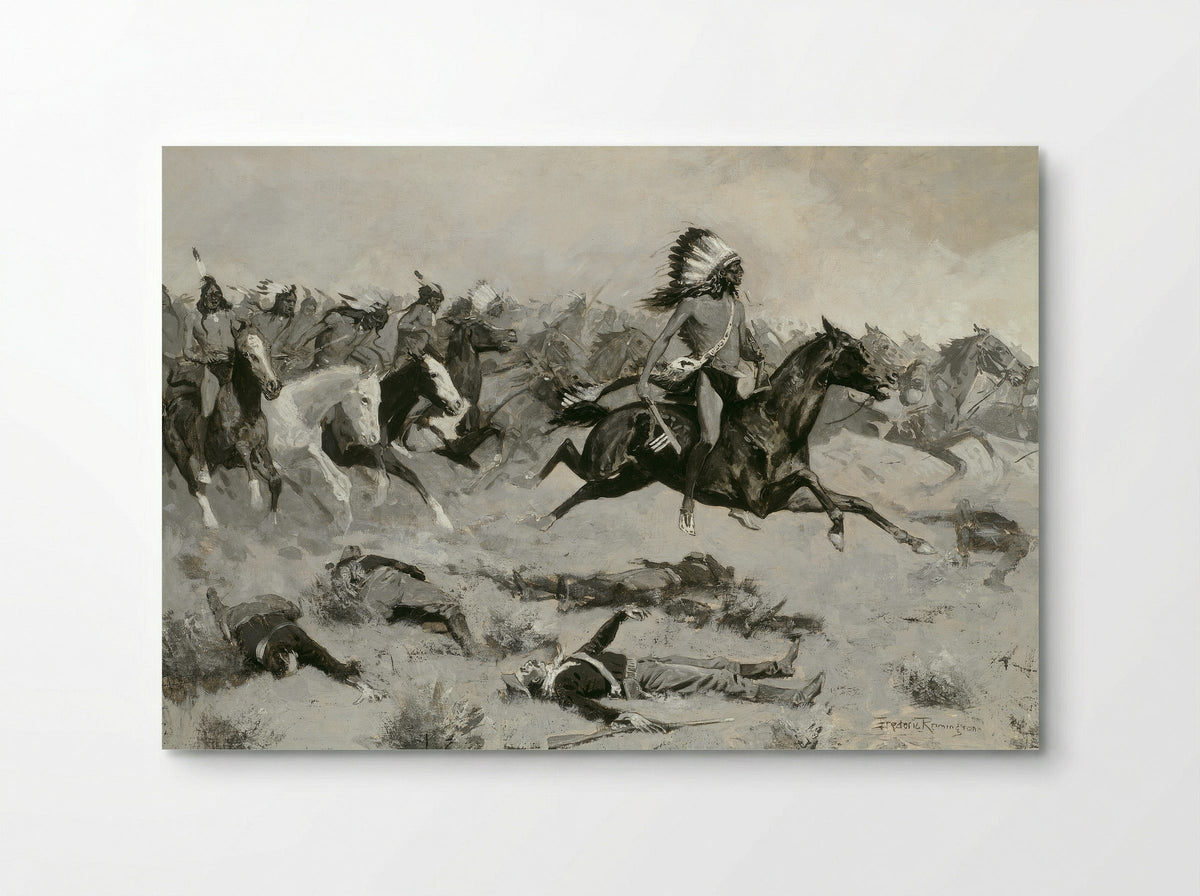 Rushing Red Lodges Passed through the Line - Frederic Remington - Poster