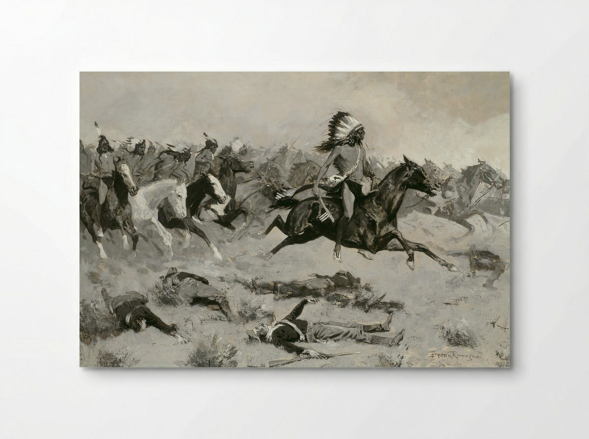 Rushing Red Lodges Passed through the Line - Frederic Remington - Poster