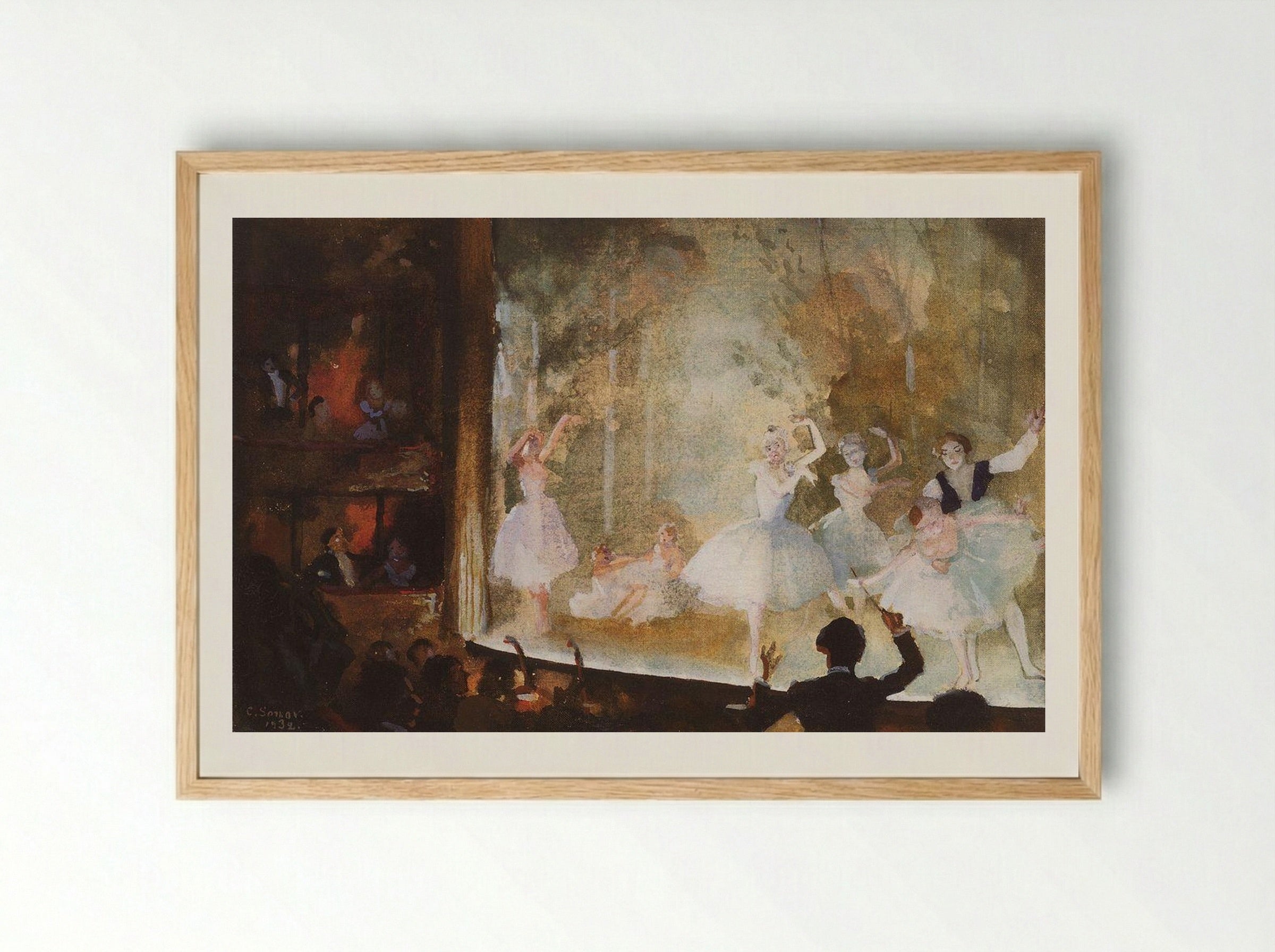 Russian Ballet at the Théâtre des Champs-Élysées - Konstantin Somov - Framed Print Wood