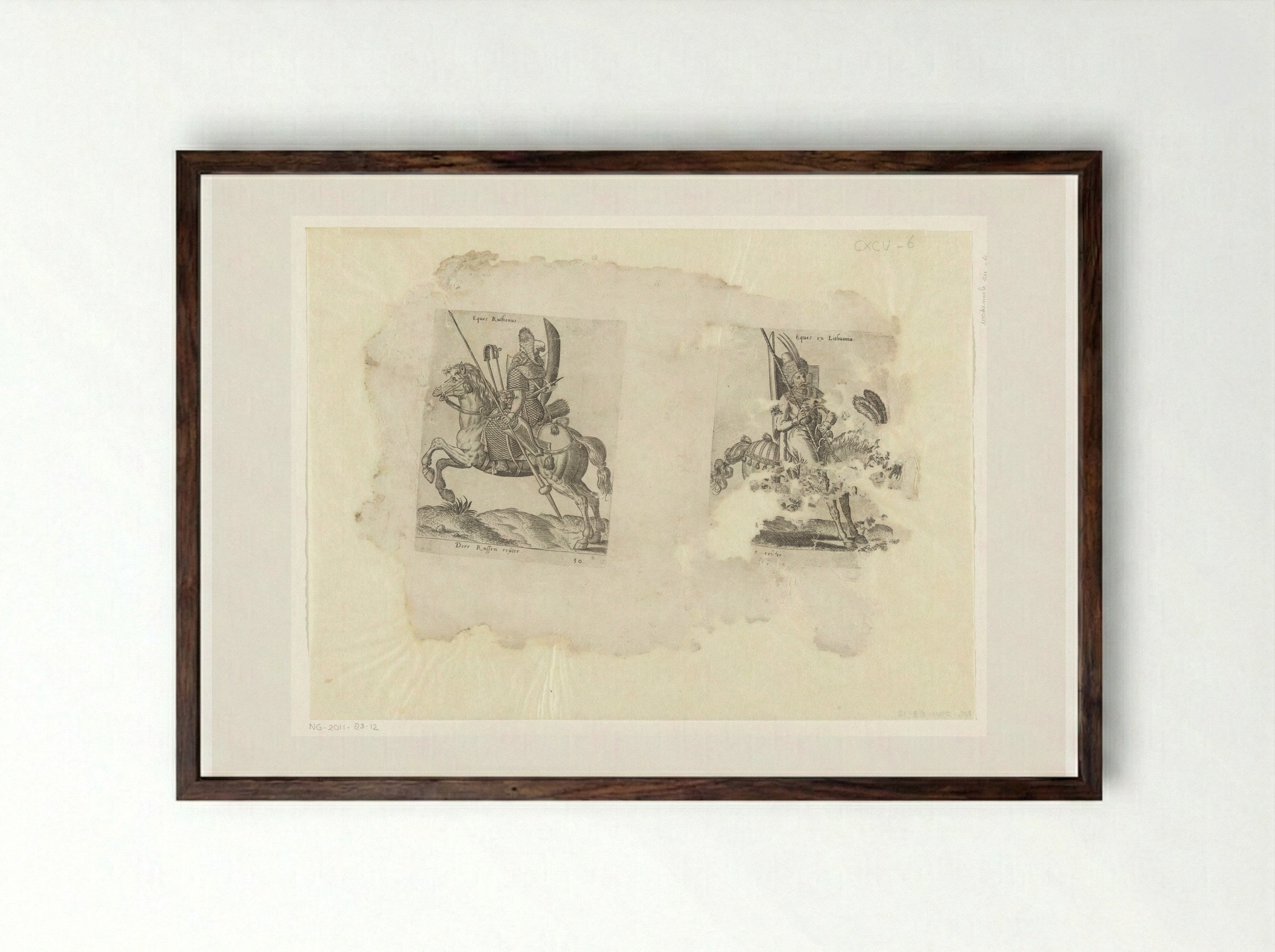 Russische en Litouwse ruiter - Abraham de Bruyn - Framed Print Dark Wood