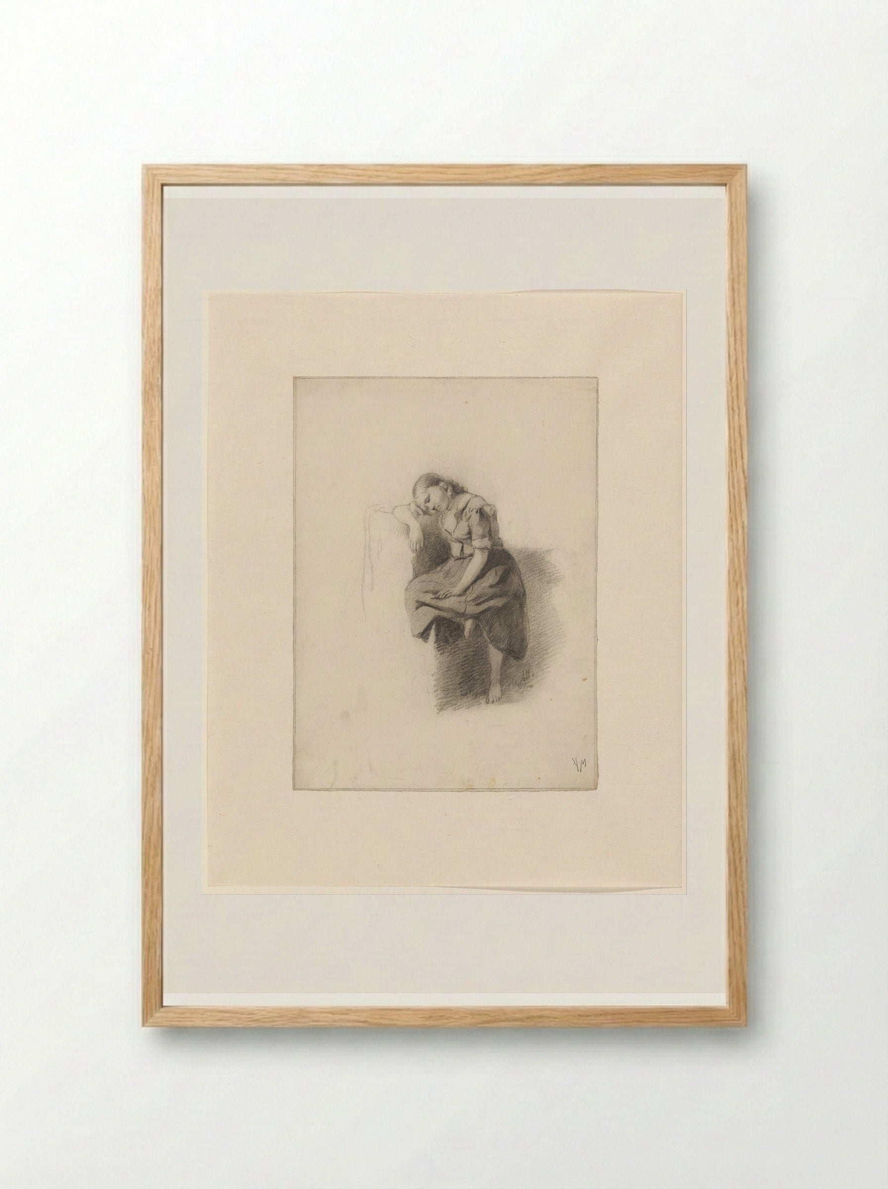 Rustend meisje (Resting Girl) - Anton Mauve - Framed Print Wood