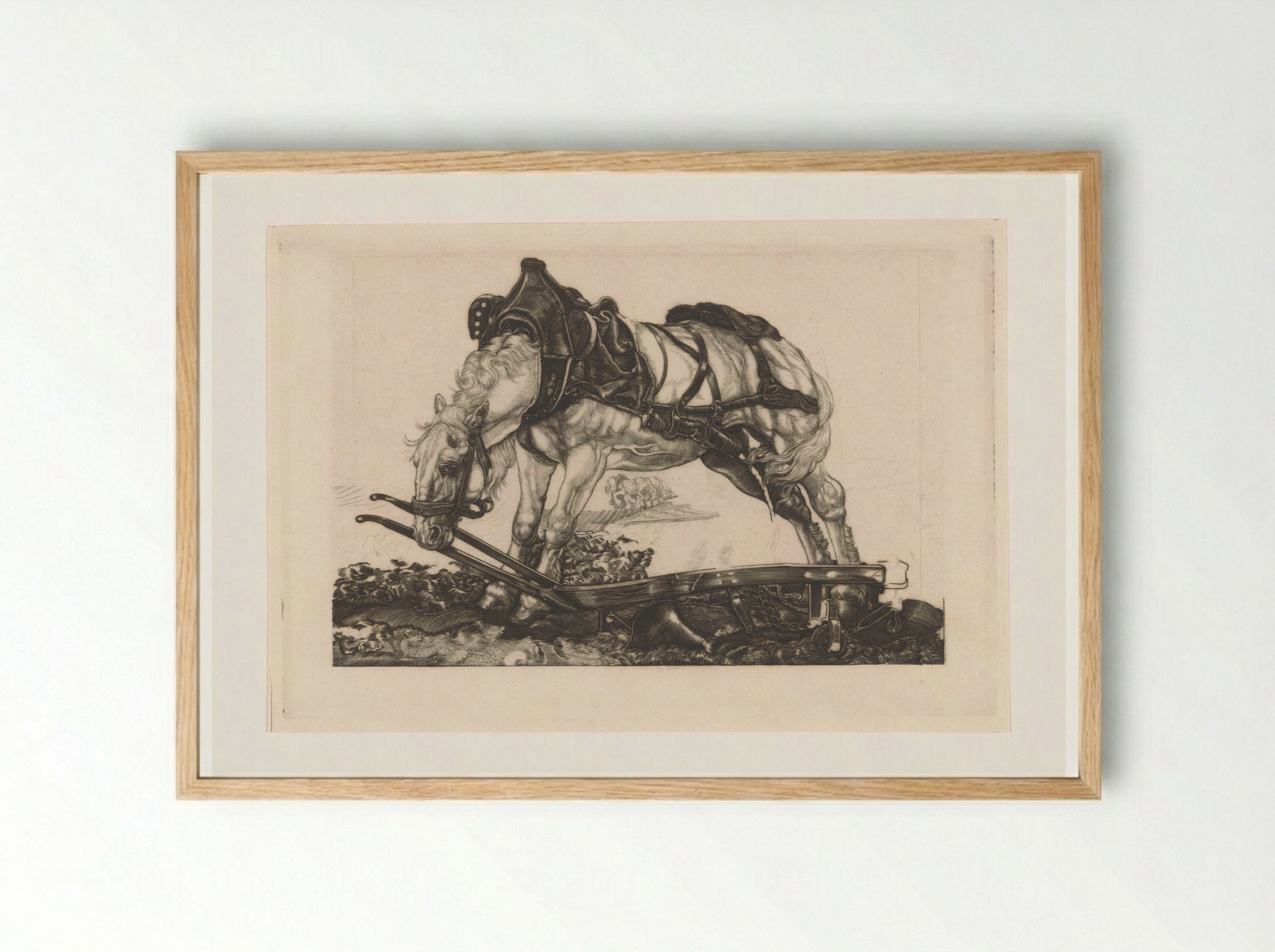 Rustend ploegpaard - Pieter Dupont - Framed Print Wood