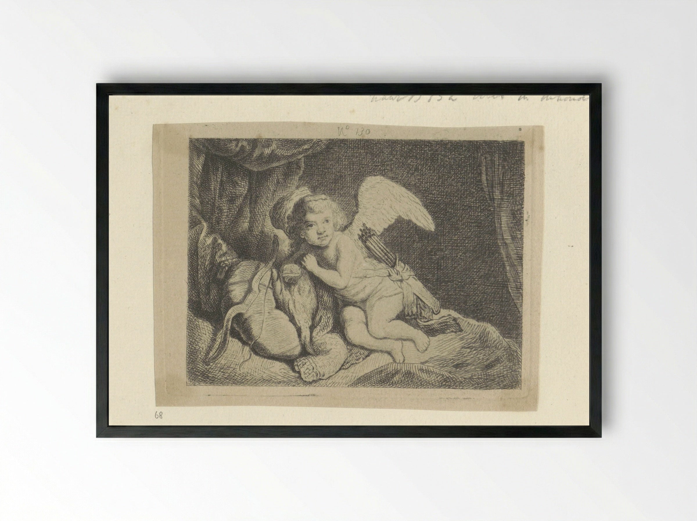 Rustende Amor - Henry Louis Basan - Framed Print Black