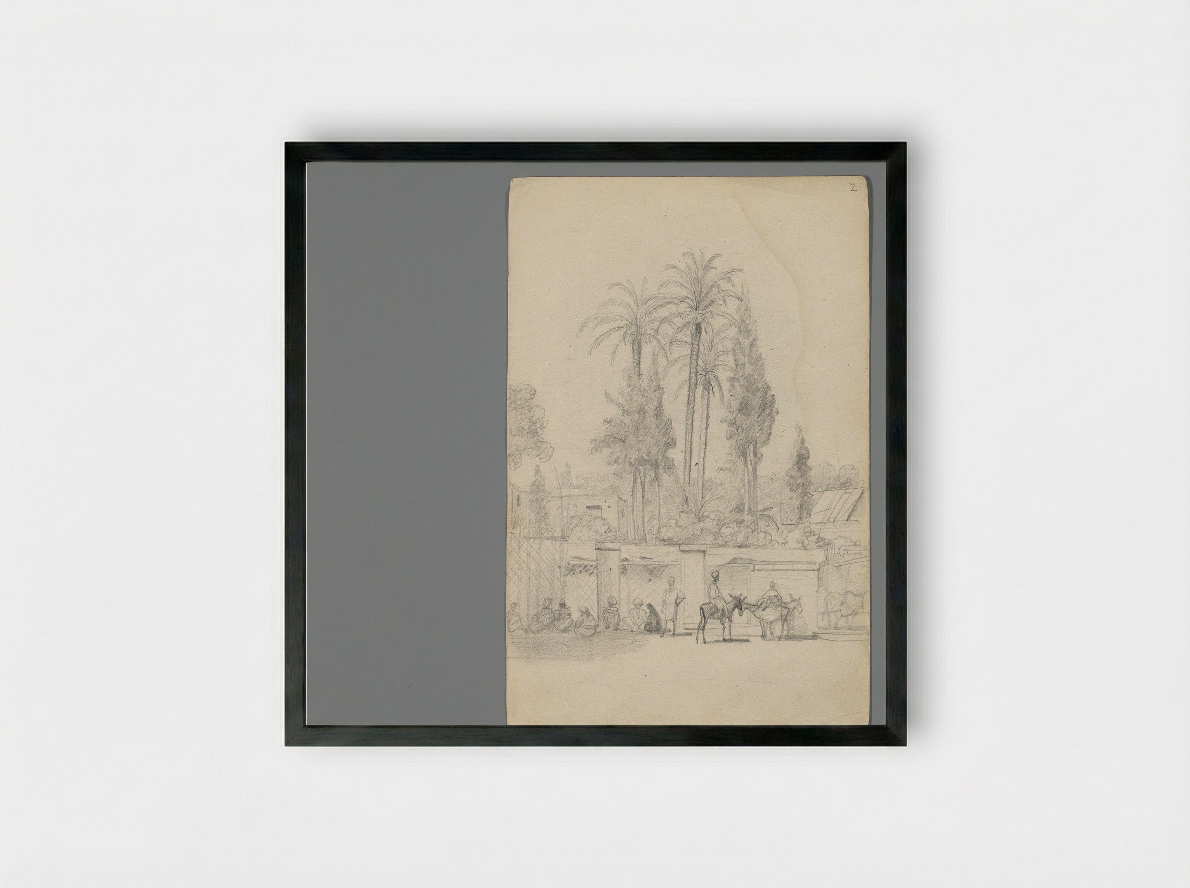 Rustende Egyptenaren bij een tuinmuur - Willem de Famars Testas - Framed Print Black