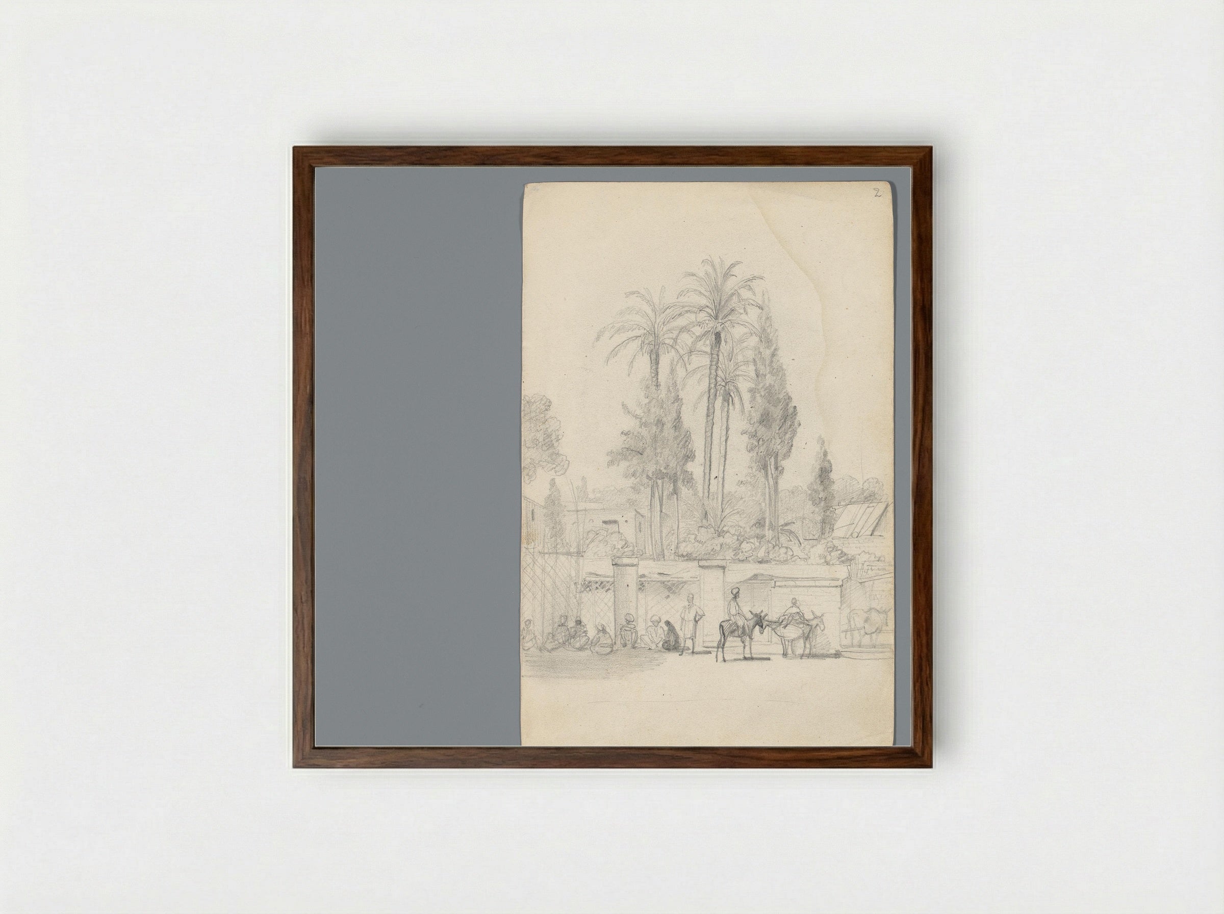 Rustende Egyptenaren bij een tuinmuur - Willem de Famars Testas - Framed Print Dark Wood