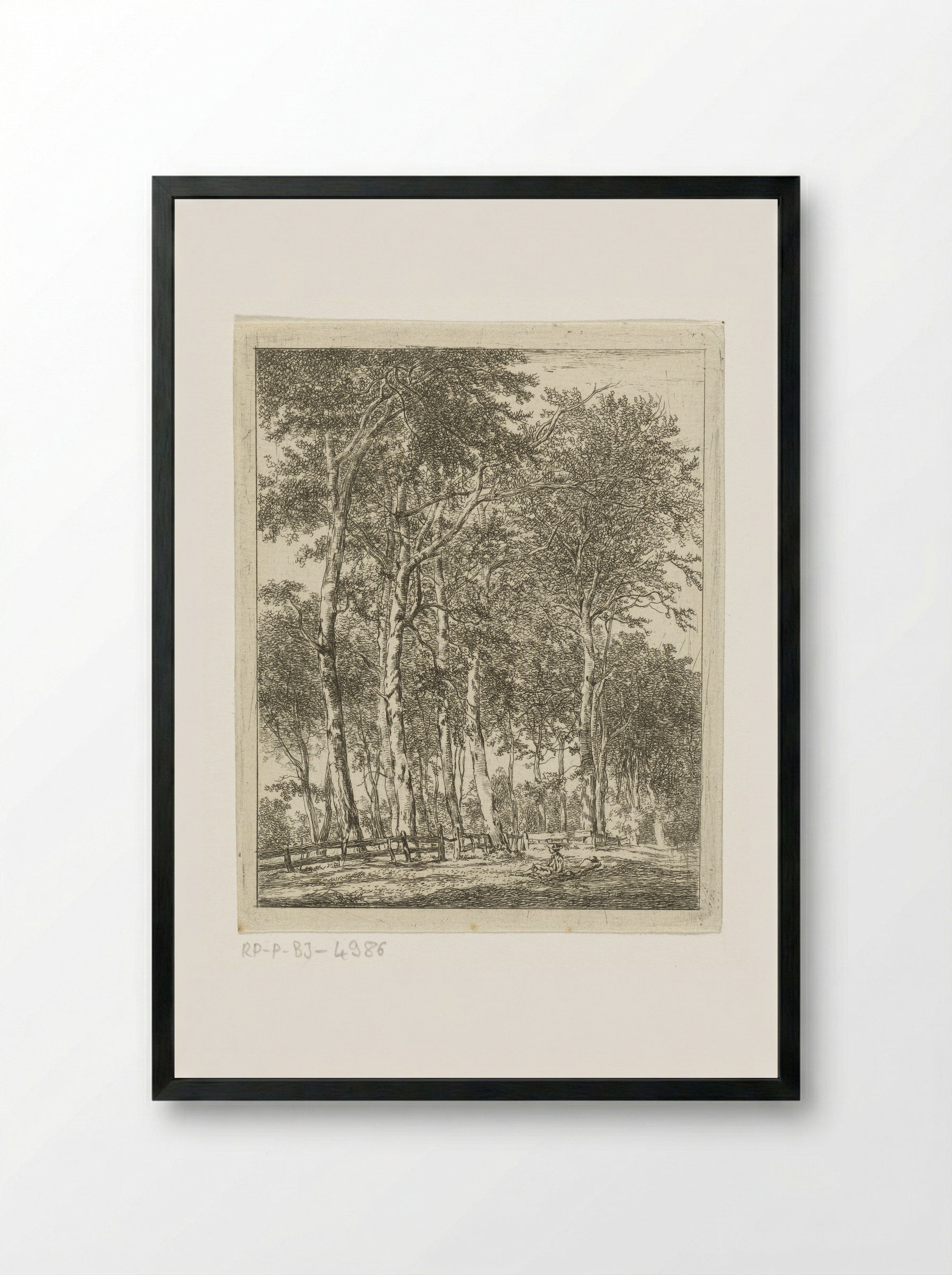 Rustende figuren bij hoge bomen - Hermanus van Brussel - Framed Print Black