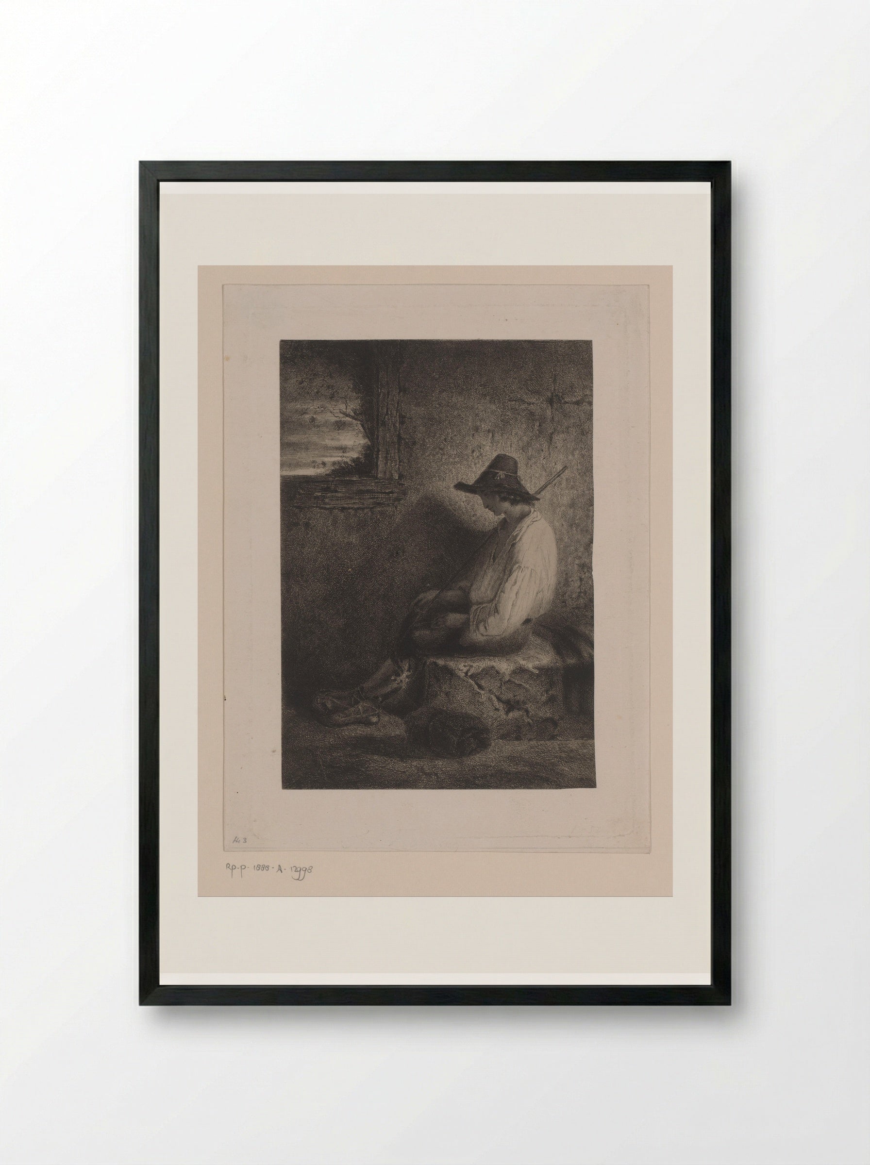 Rustende herder - Léopold Flameng - Framed Print Black
