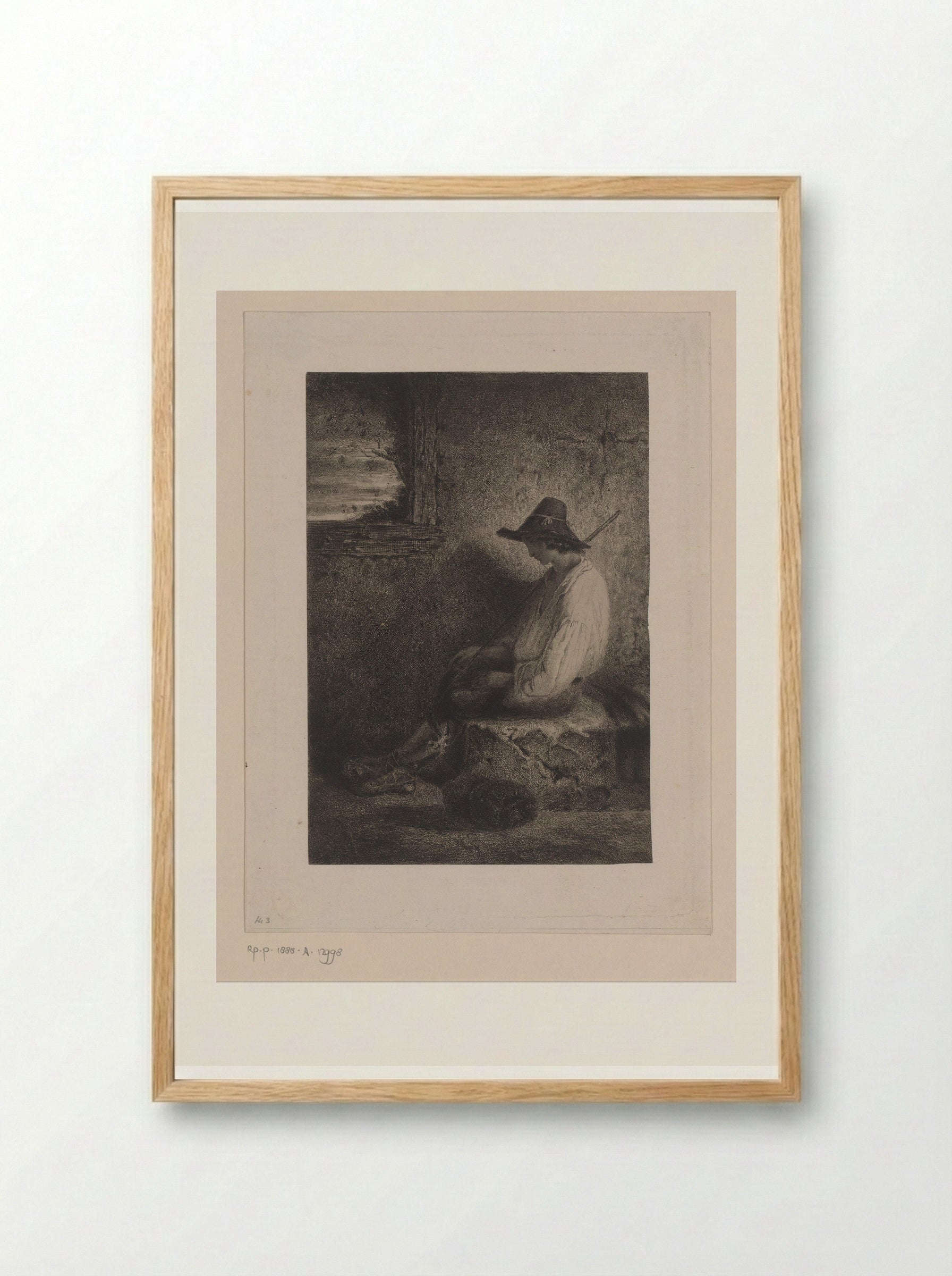 Rustende herder - Léopold Flameng - Framed Print Wood
