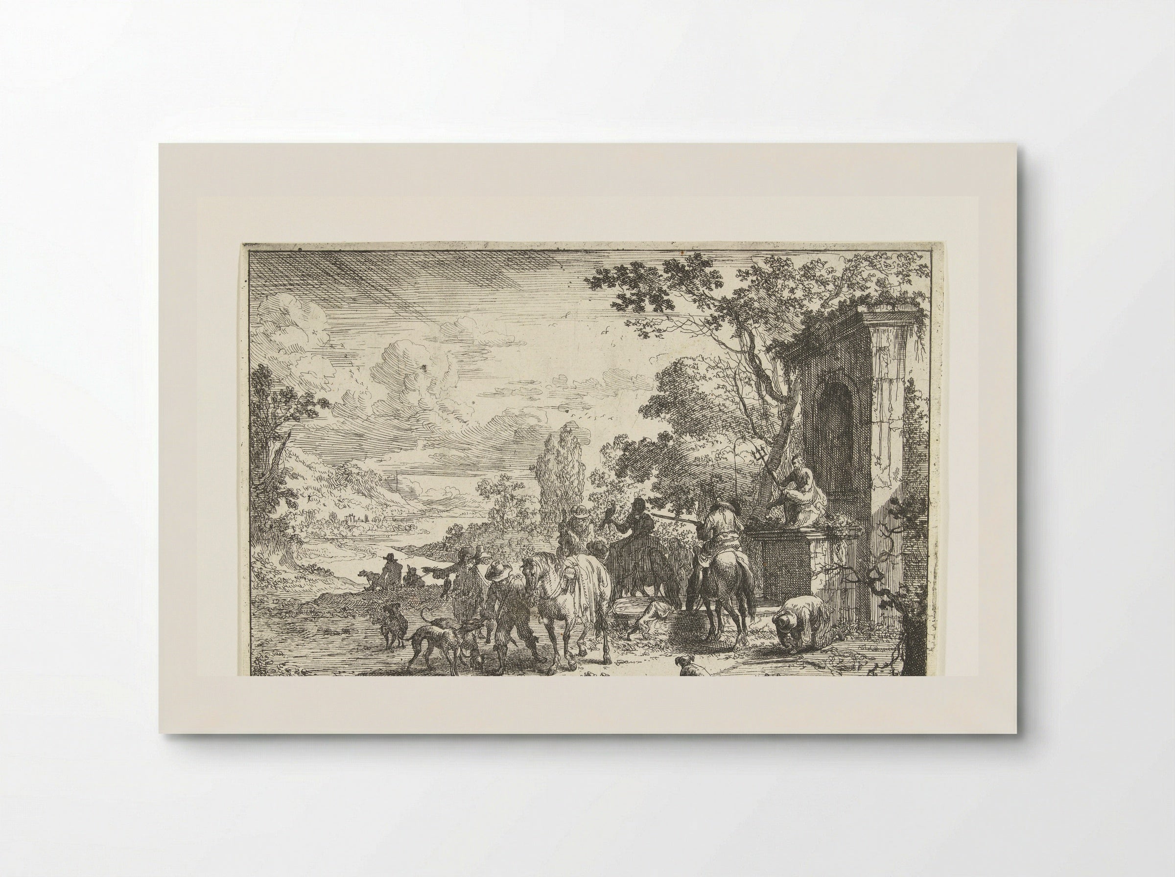 Rustende jagers bij een Neptunusfontein - Pieter Bout - Poster