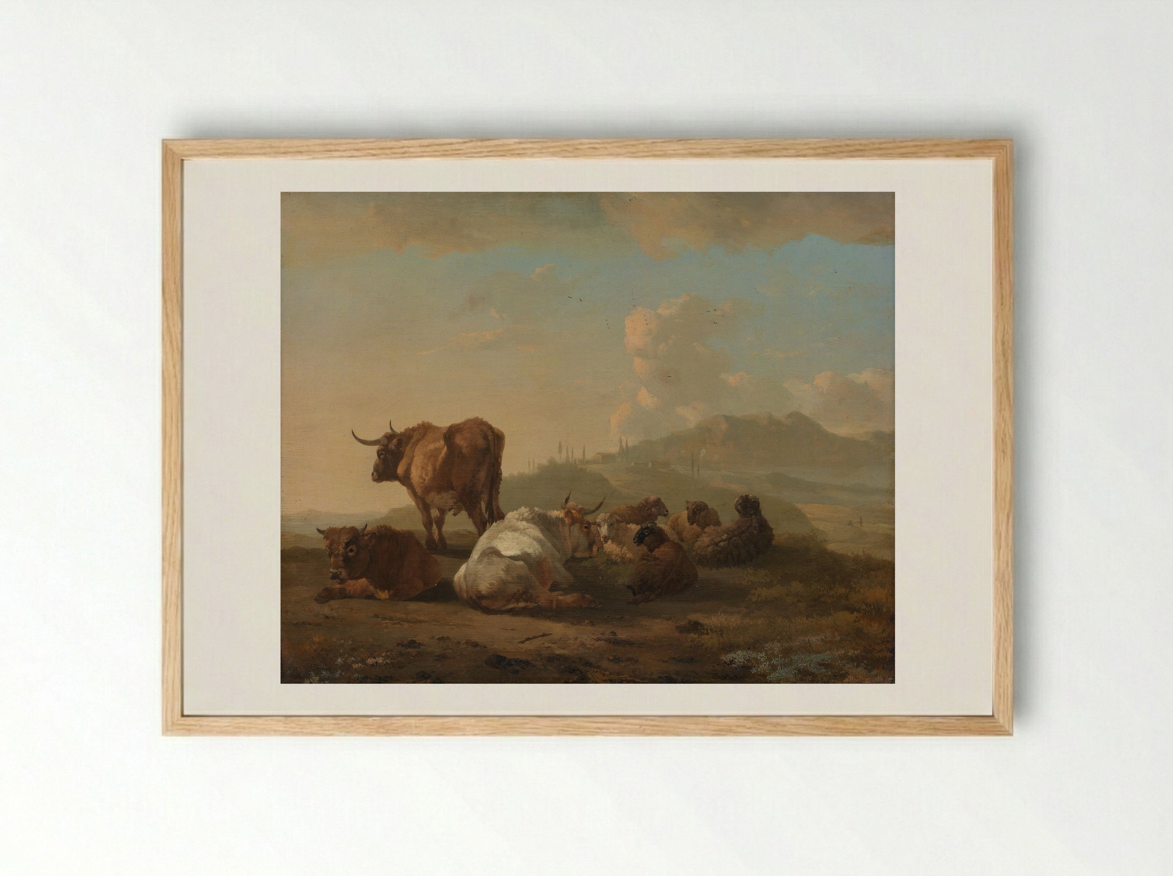 Rustende kudde (Resting Herd) - Willem Romeyn - Framed Print Wood