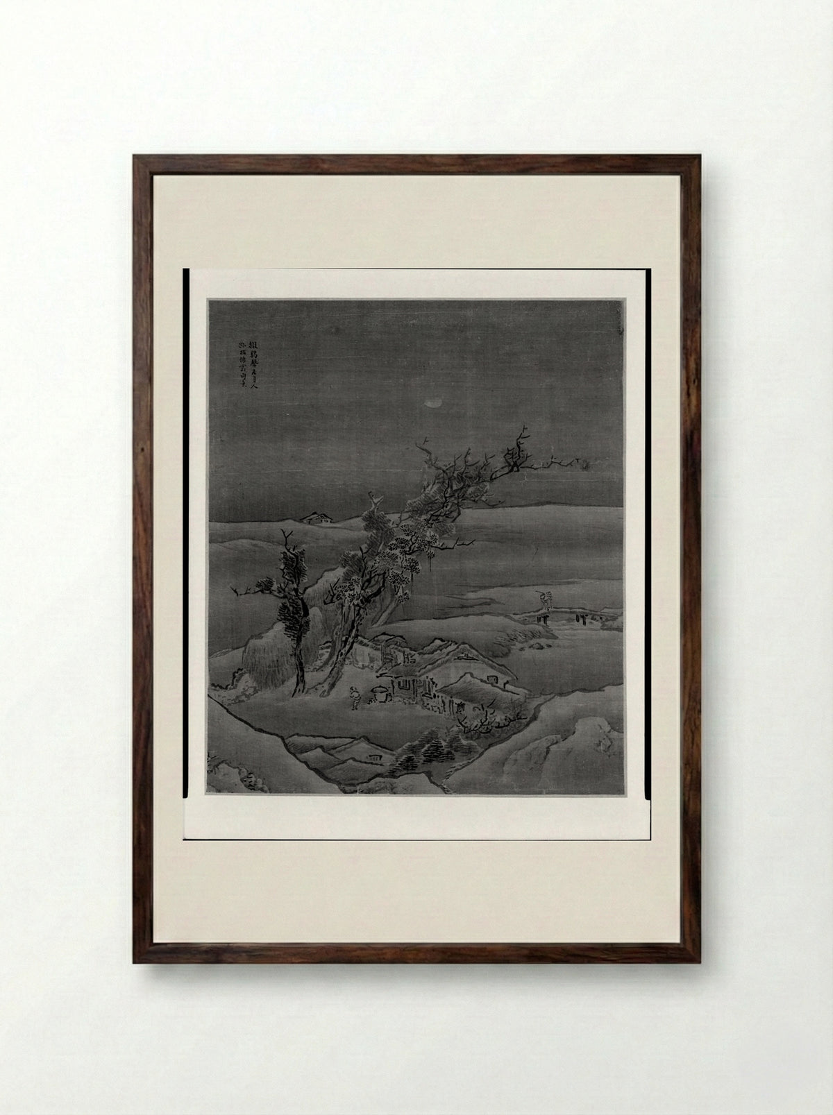 Rustic Lodge Under Leaning Trees - Yuan Yao - Framed Print Dark Wood