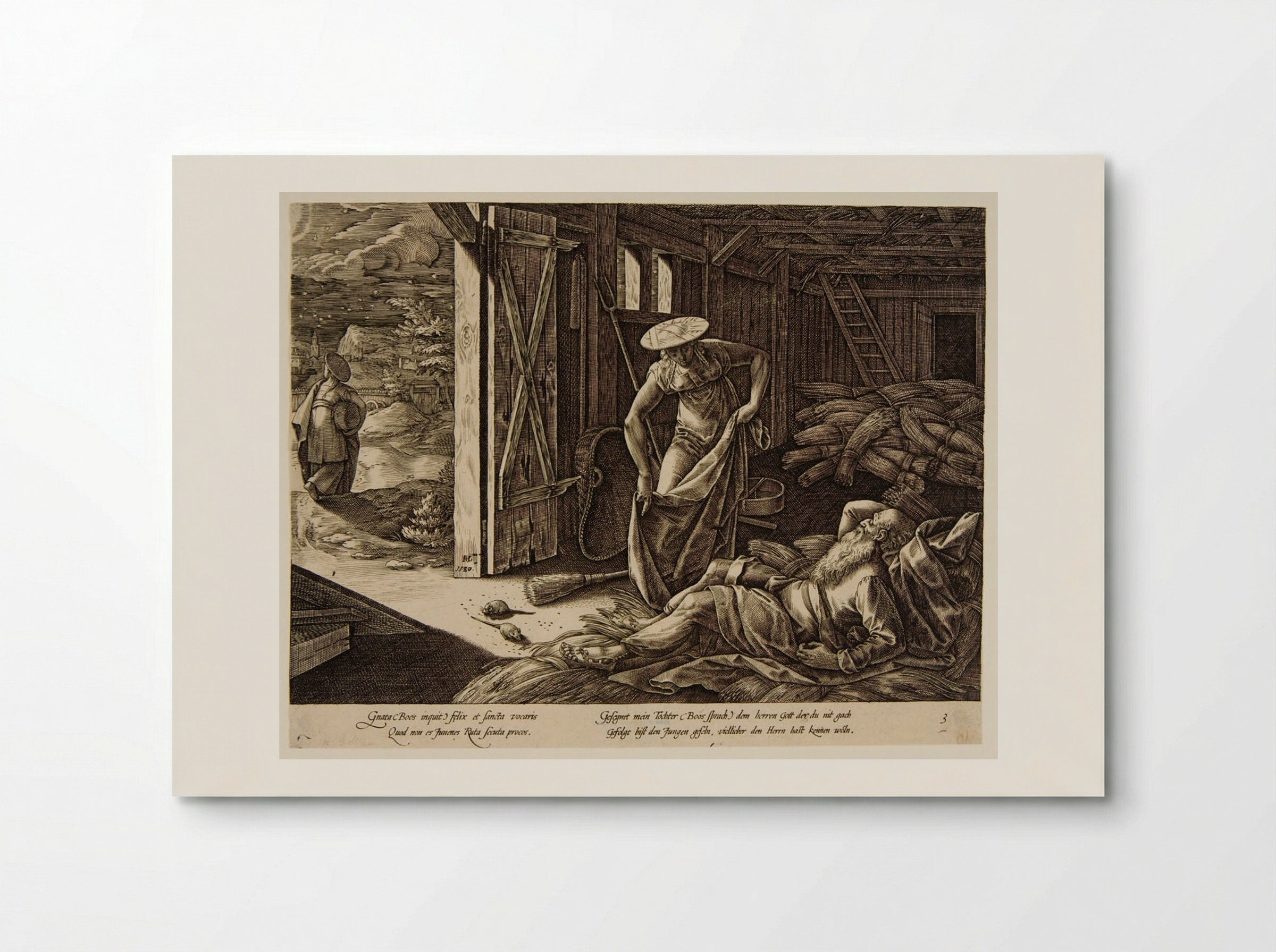Ruth and Boaz in the Threshing Shed - Hendrick Goltzius - Poster