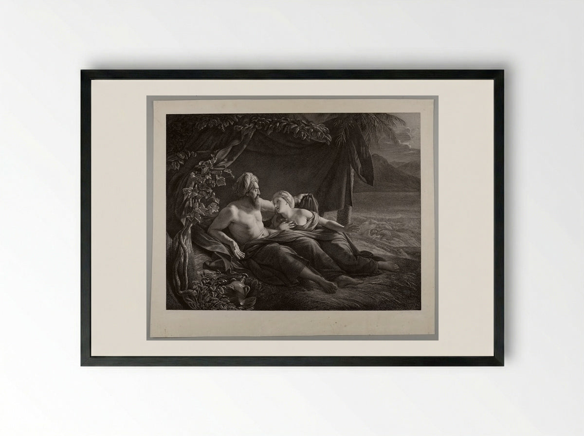 Ruth and Boaz - Pierre Alexandre Tardieu - Framed Print Black