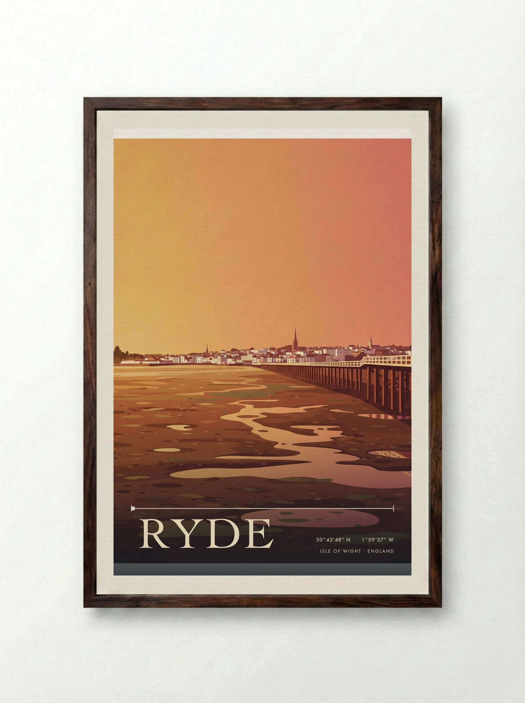 Ryde Isle of Wight England Travel Poster - Framed Print Dark Wood