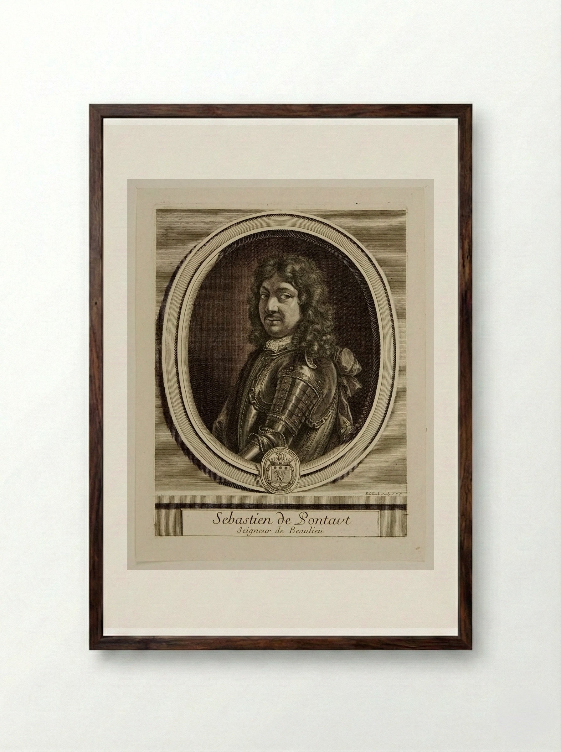 Sébastien de Pontault, Seigneur de Beaulieu - Gérard Edelinck - Framed Print Dark Wood