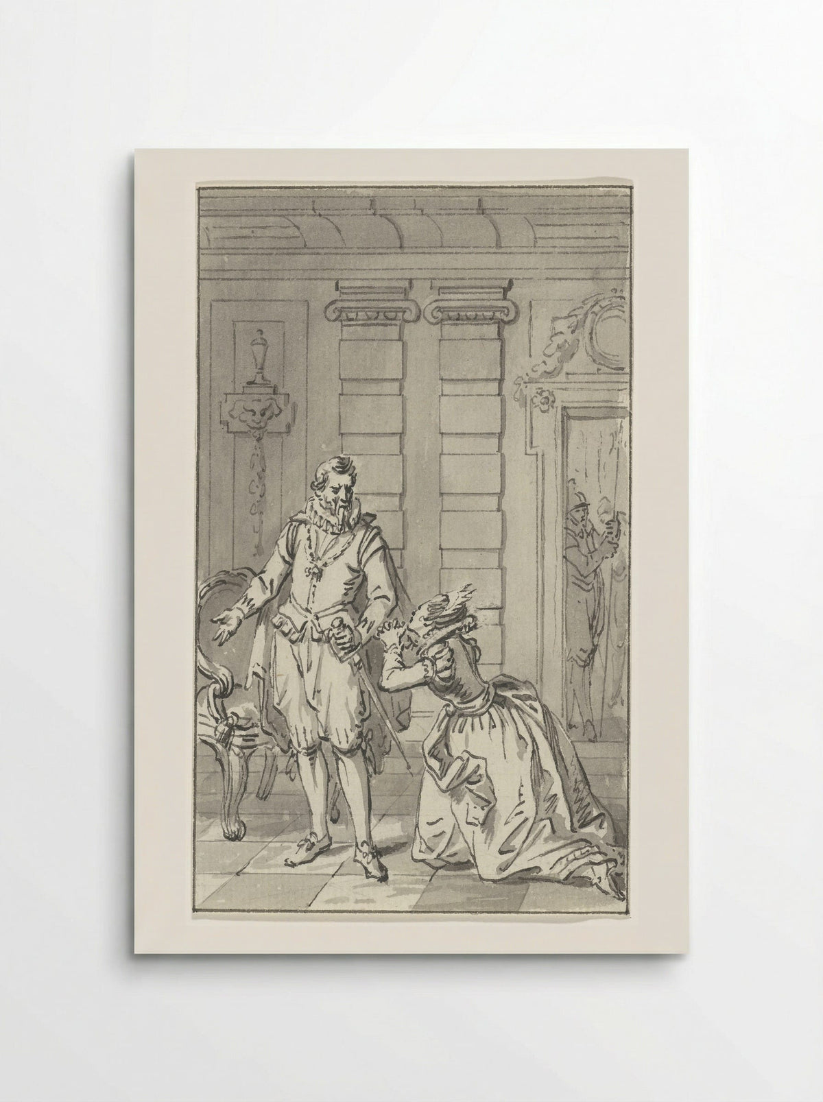 Sabine van Beieren smeekt Alva haar man, de graaf van Egmond, vrij te laten, juni 1568 - Jacobus Buys - Poster