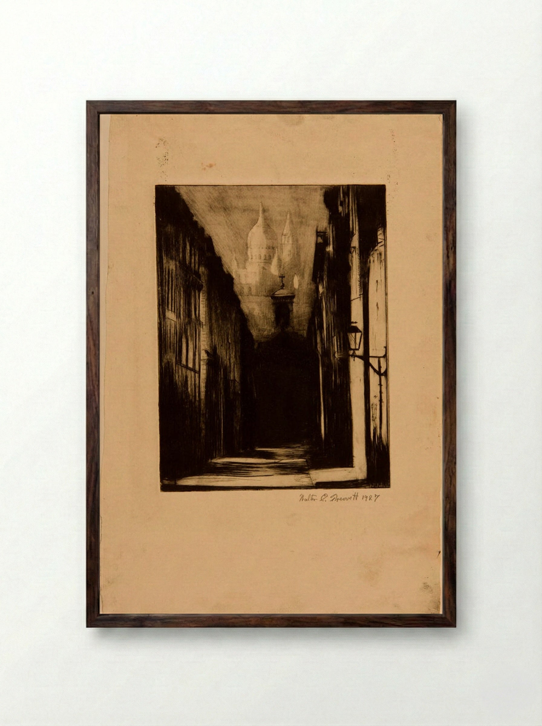 Sacre Coeur, Paris - Walter E. Trevett - Framed Print Dark Wood