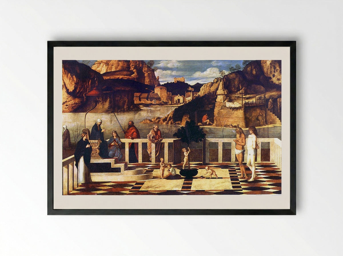 Sacred Allegory - Giovanni Bellini - Framed Print Black