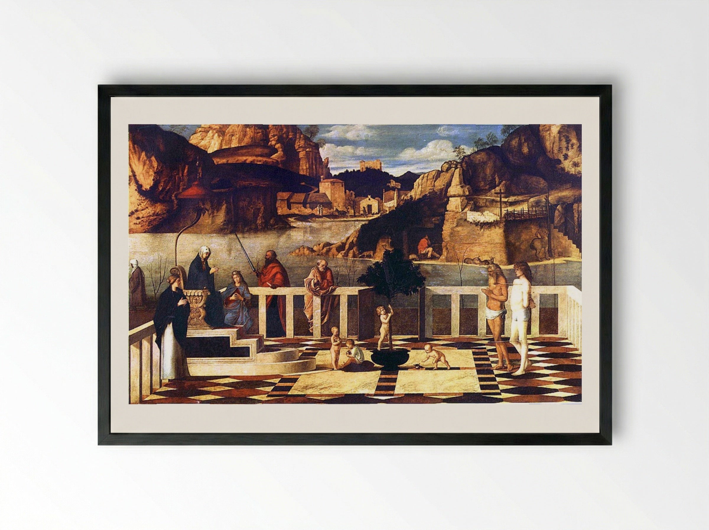 Sacred Allegory - Giovanni Bellini - Framed Print Black