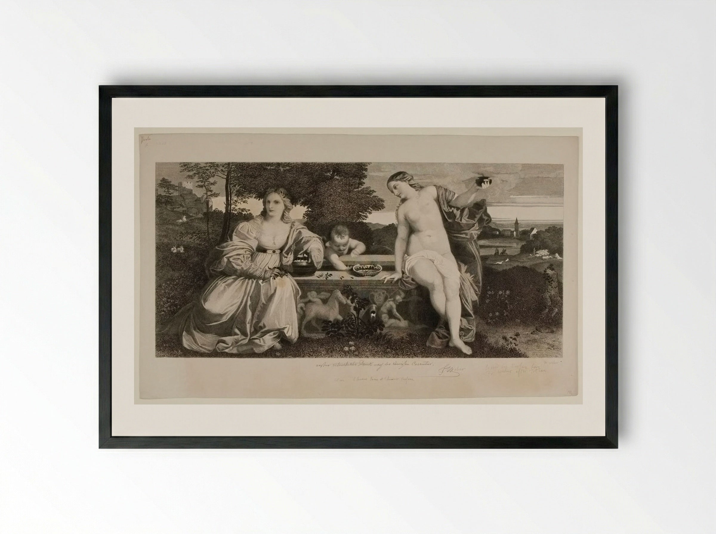 Sacred and Profane Love - Friedrich Weber - Framed Print Black