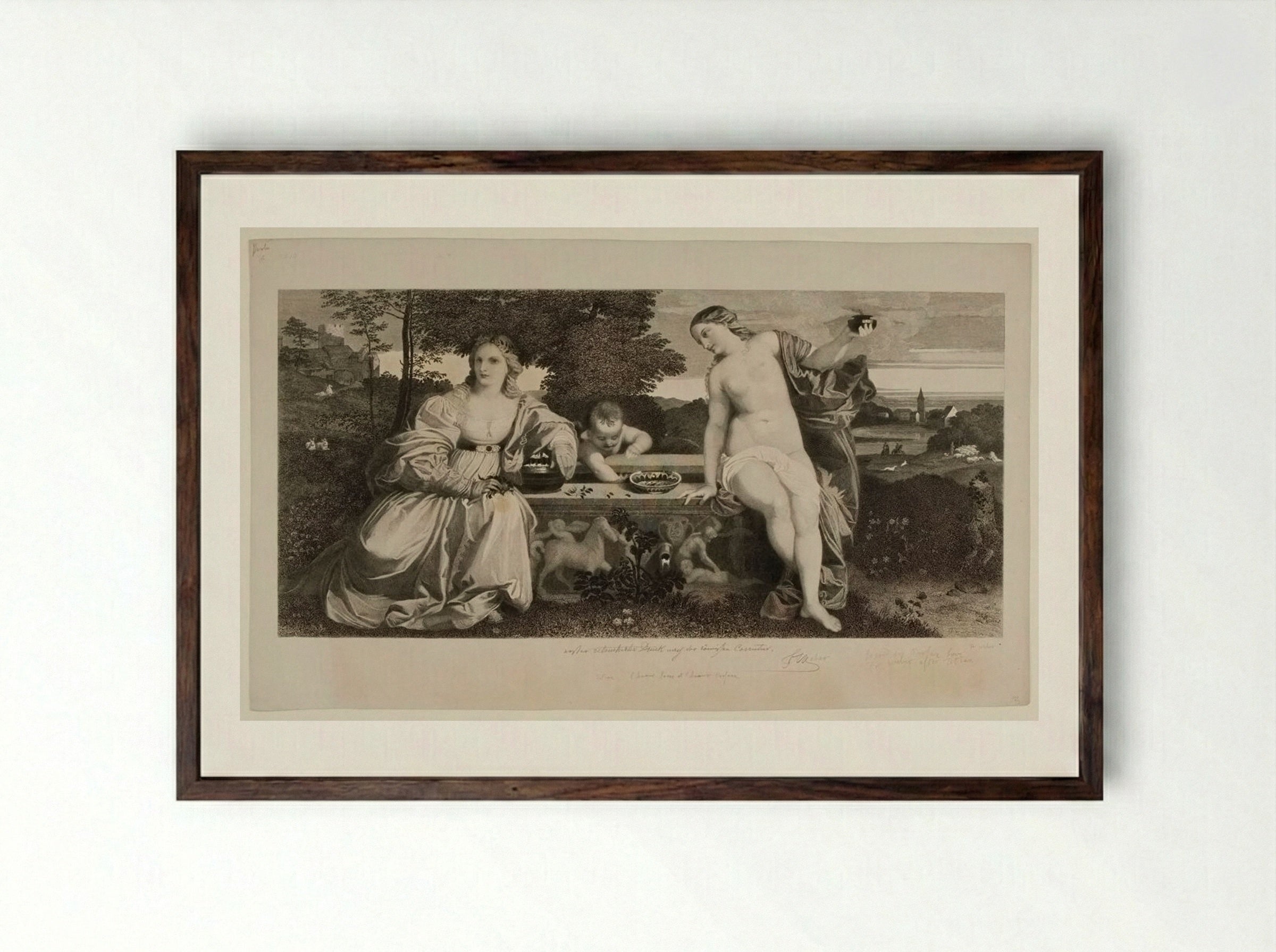 Sacred and Profane Love - Friedrich Weber - Framed Print Dark Wood
